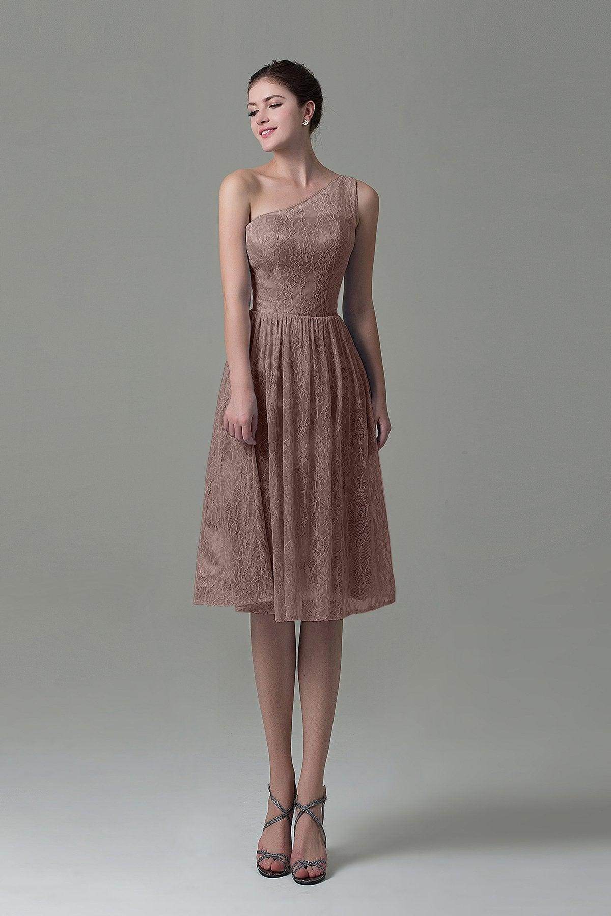 A-Line Knee Length Lace Bridesmaid Dress COZK16009 - COCOMELODY