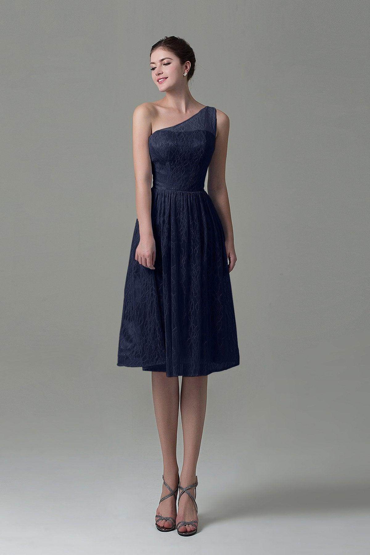 A-Line Knee Length Lace Bridesmaid Dress COZK16009 - COCOMELODY