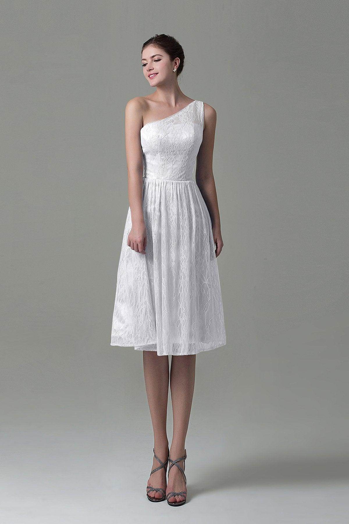 A-Line Knee Length Lace Bridesmaid Dress COZK16009 - COCOMELODY