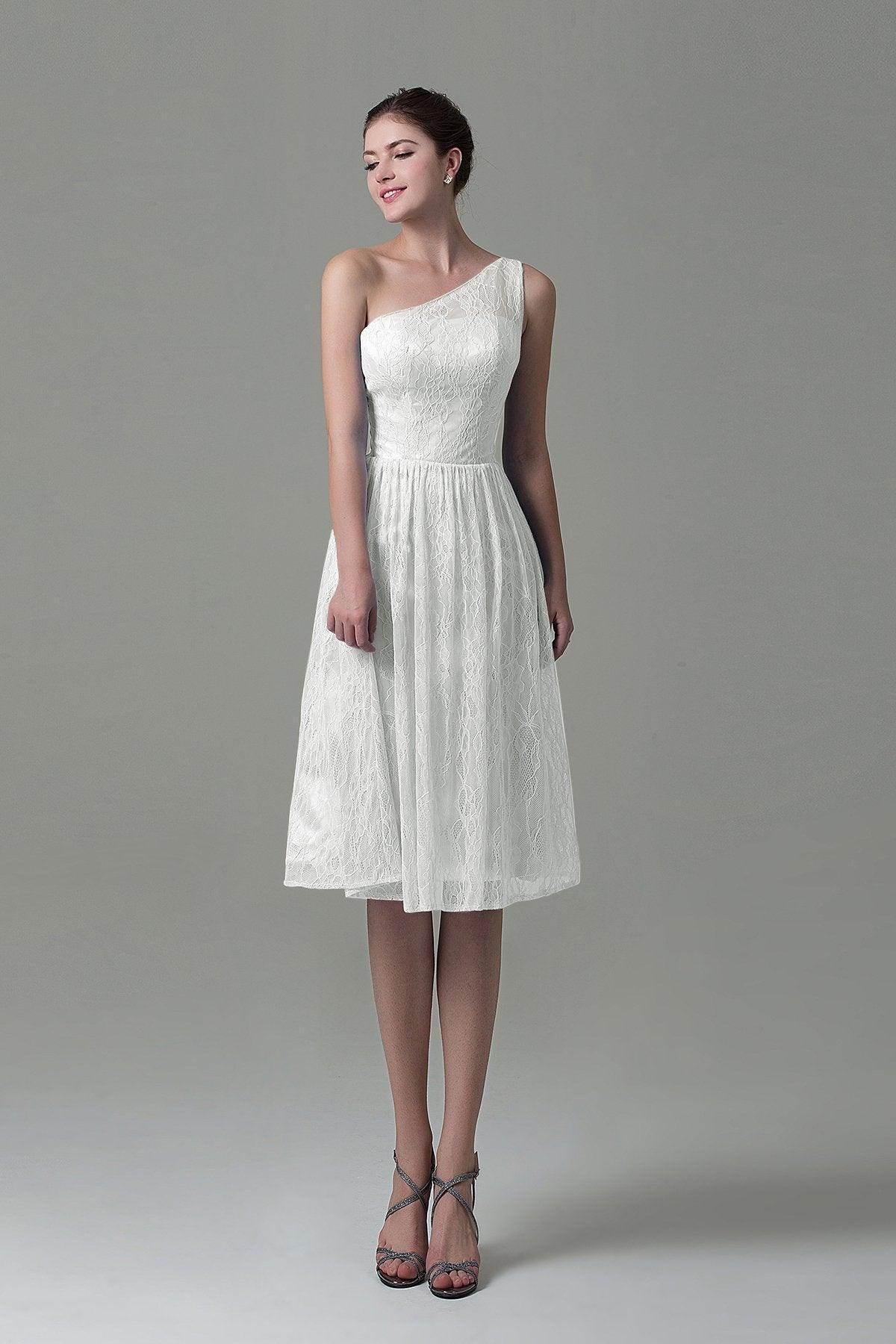 A-Line Knee Length Lace Bridesmaid Dress COZK16009 - COCOMELODY