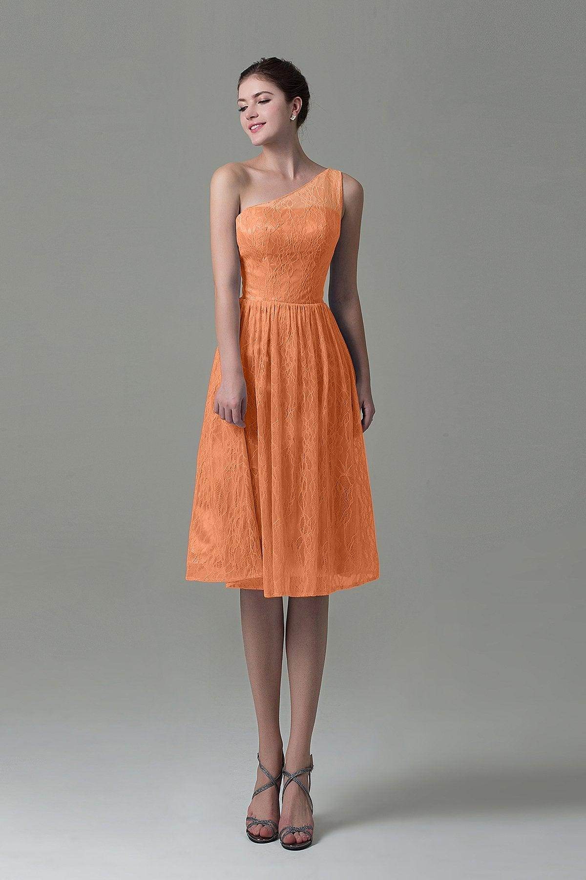 A-Line Knee Length Lace Bridesmaid Dress COZK16009 - COCOMELODY
