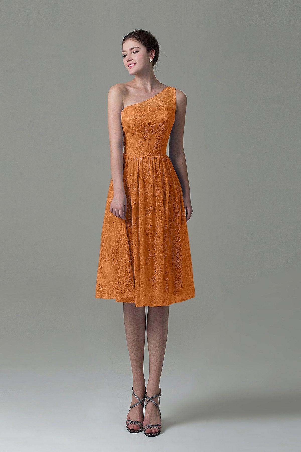 A-Line Knee Length Lace Bridesmaid Dress COZK16009 - COCOMELODY