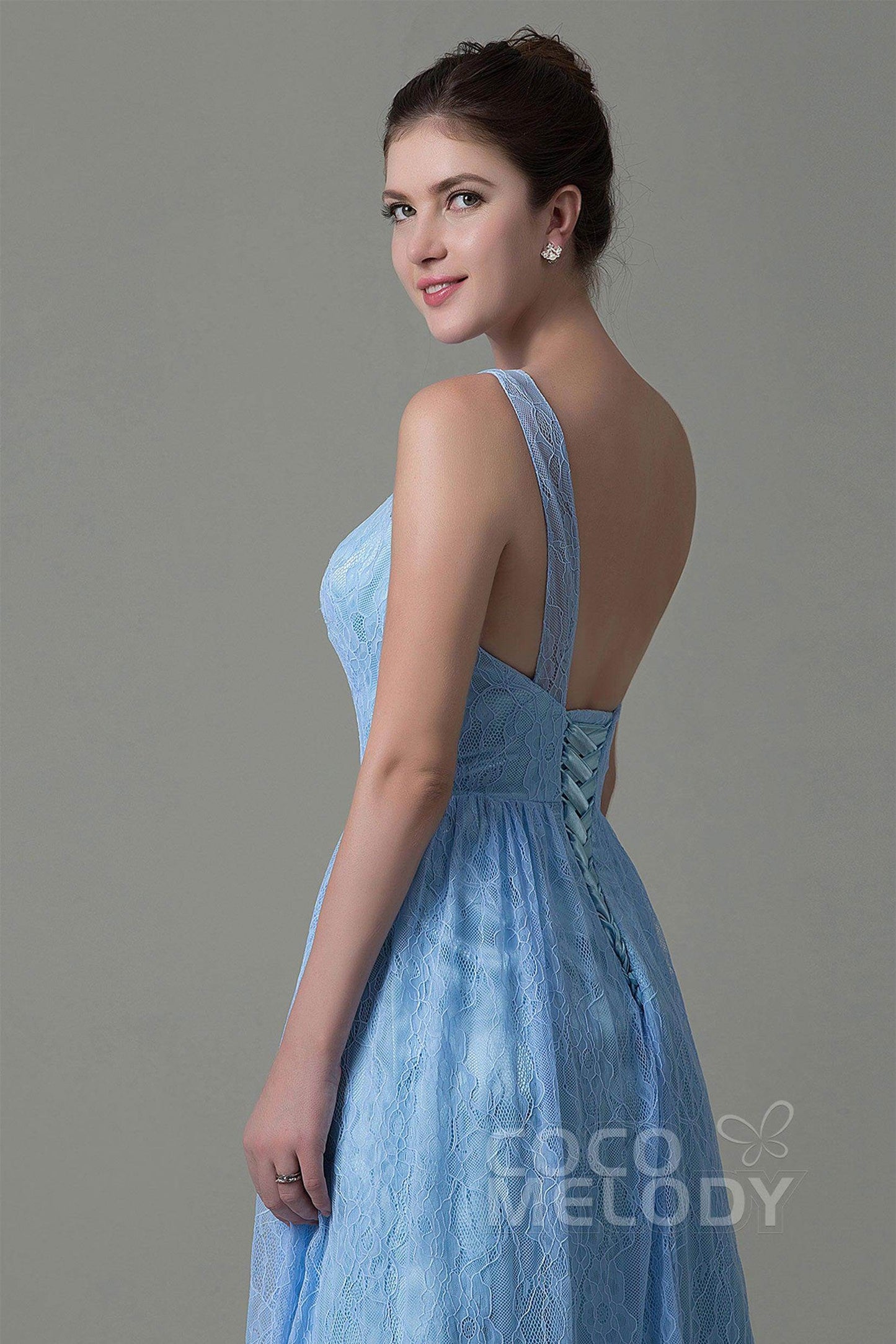 A-Line Knee Length Lace Bridesmaid Dress COZK16009 - COCOMELODY