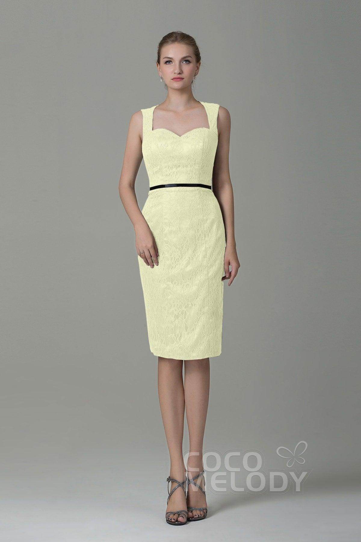 Sheath-Column Knee Length Lace Bridesmaid Dress COZK16011 - COCOMELODY