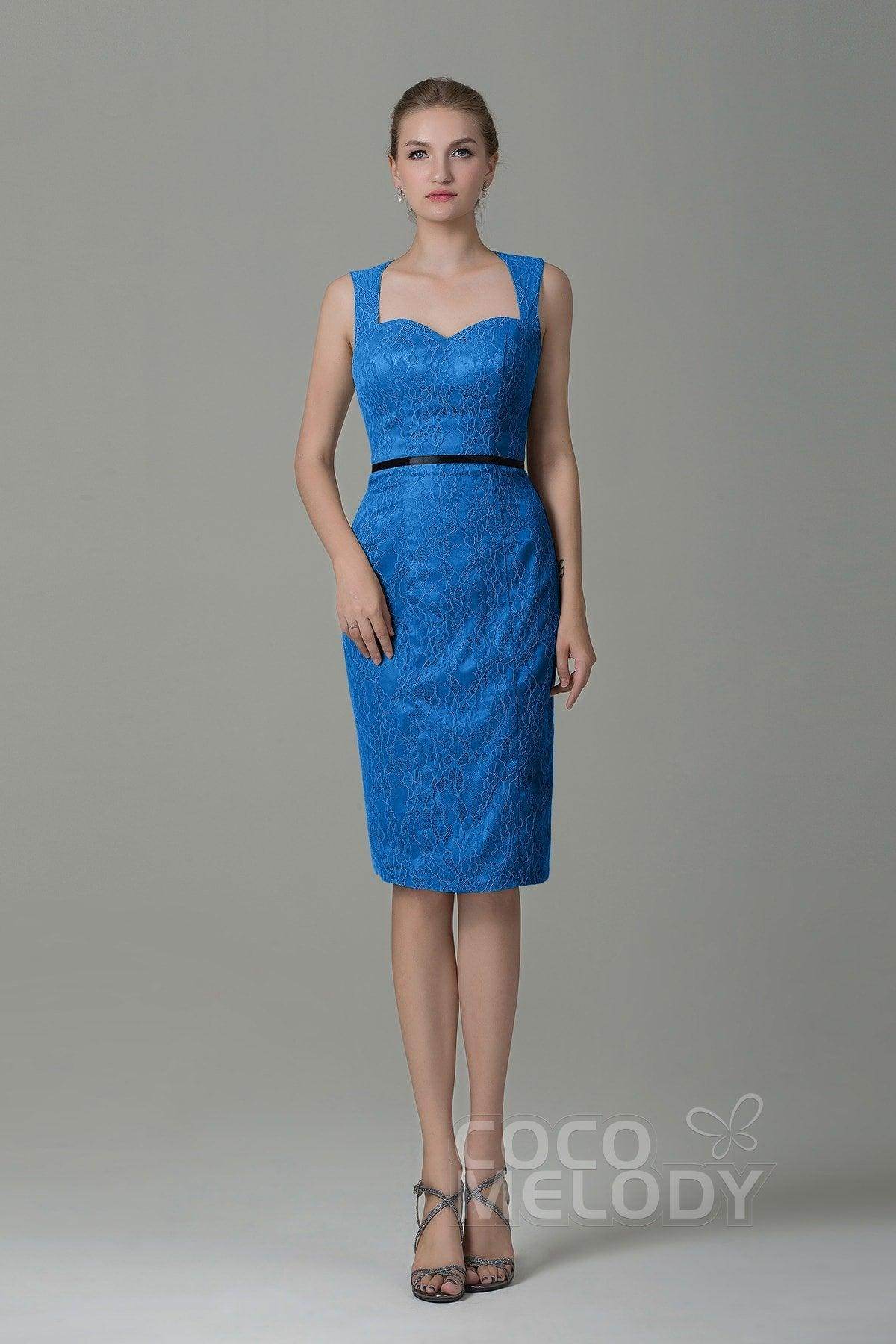 Sheath-Column Knee Length Lace Bridesmaid Dress COZK16011 - COCOMELODY