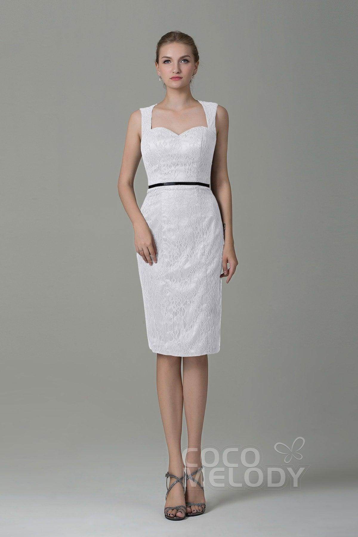 Sheath-Column Knee Length Lace Bridesmaid Dress COZK16011 - COCOMELODY