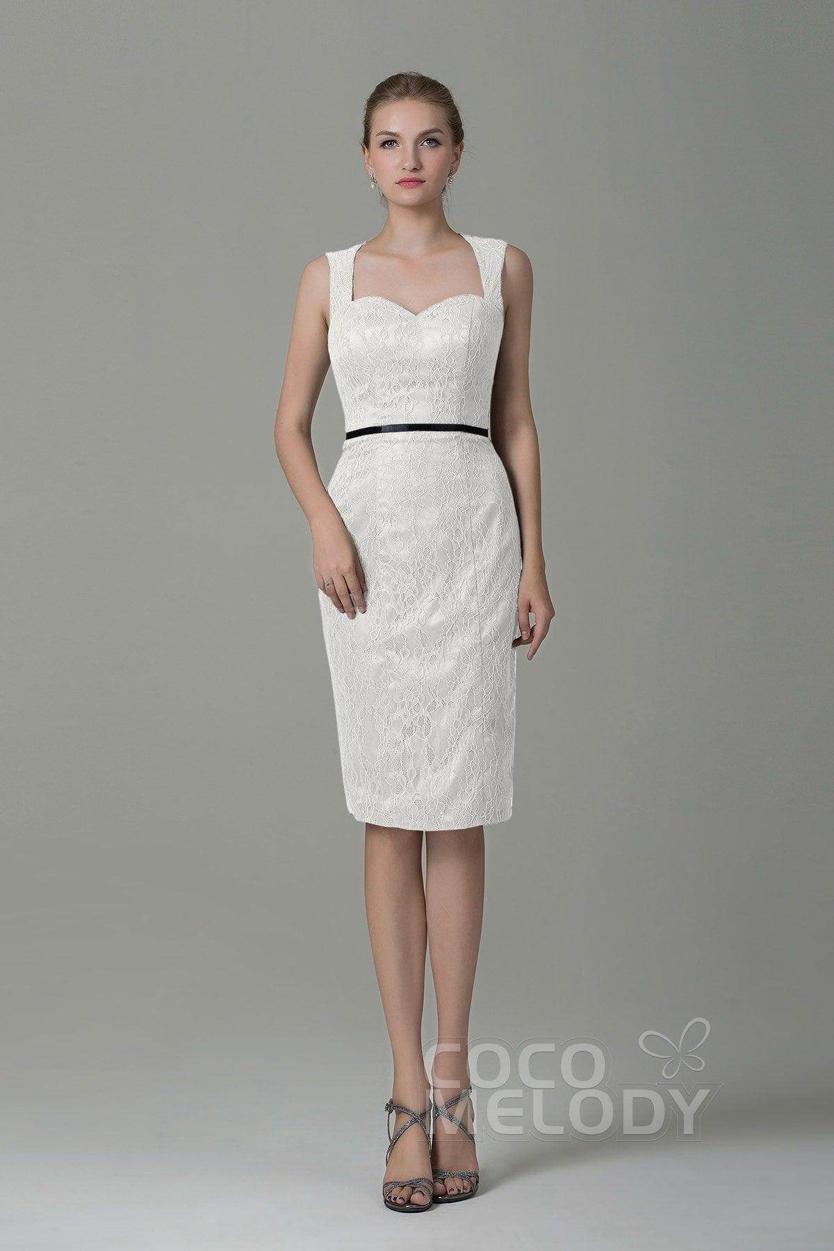 Sheath-Column Knee Length Lace Bridesmaid Dress COZK16011 - COCOMELODY