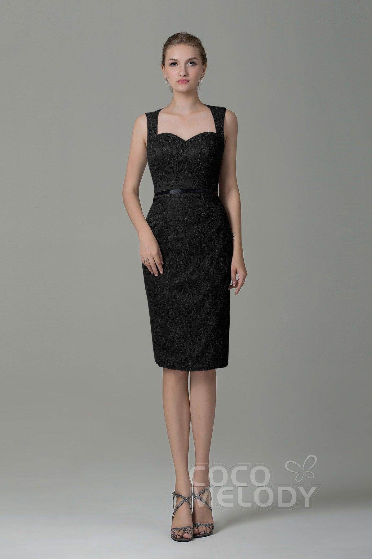 Sheath-Column Knee Length Lace Bridesmaid Dress COZK16011 - COCOMELODY