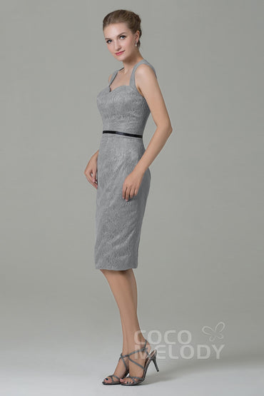 Sheath-Column Knee Length Lace Bridesmaid Dress COZK16011