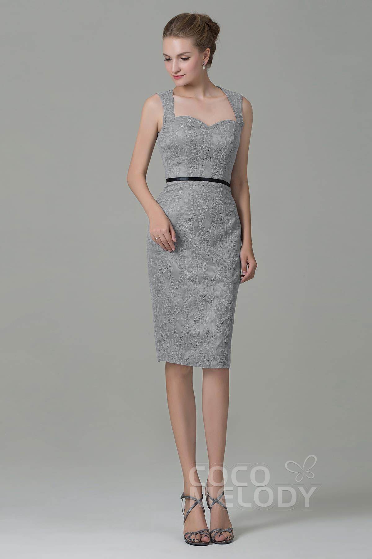 Sheath-Column Knee Length Lace Bridesmaid Dress COZK16011 - COCOMELODY