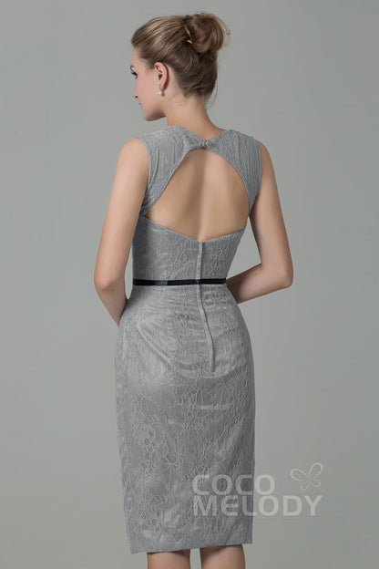 Sheath-Column Knee Length Lace Bridesmaid Dress COZK16011