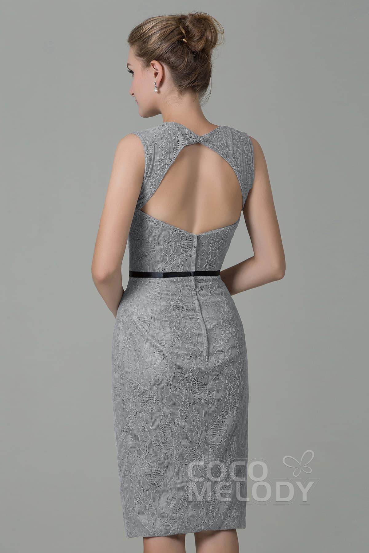 Sheath-Column Knee Length Lace Bridesmaid Dress COZK16011 - COCOMELODY