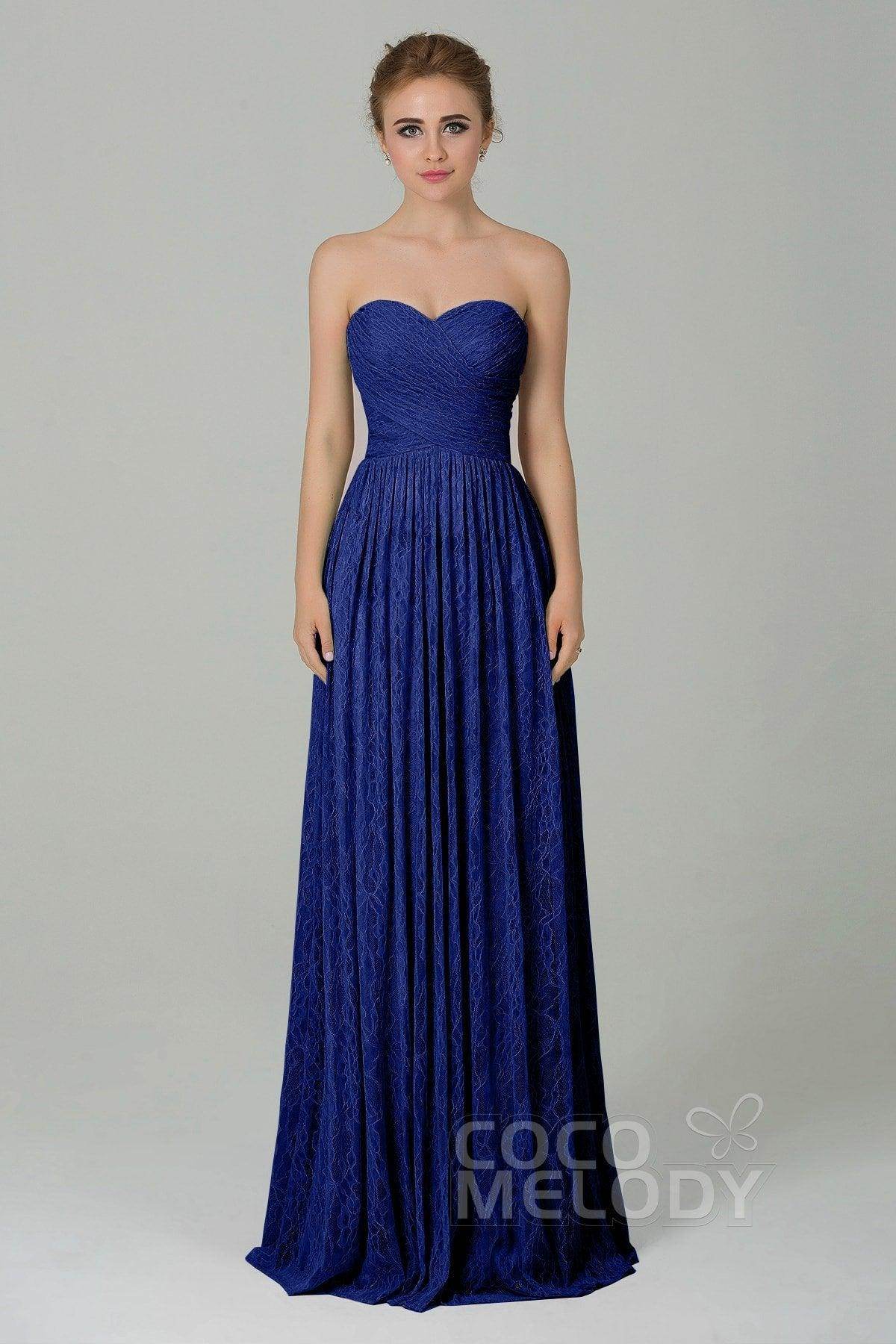 Sheath-Column Floor Length Lace Bridesmaid Dress COZK16013 - COCOMELODY