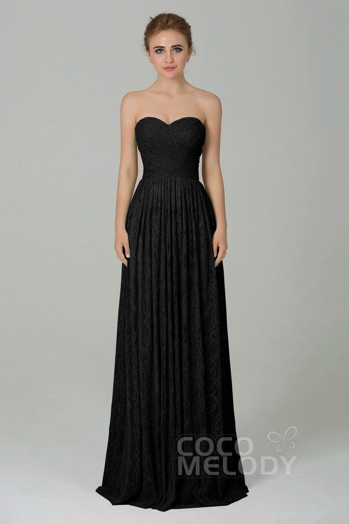 Sheath-Column Floor Length Lace Bridesmaid Dress COZK16013 - COCOMELODY