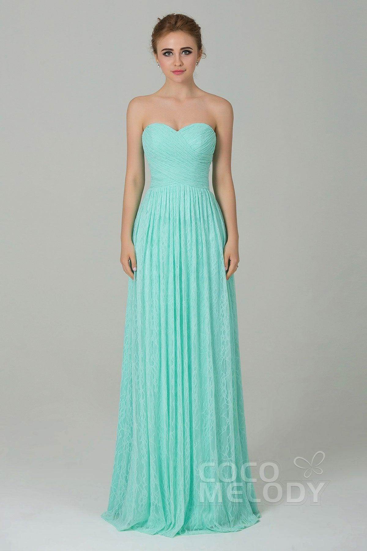 Sheath-Column Floor Length Lace Bridesmaid Dress COZK16013 - COCOMELODY