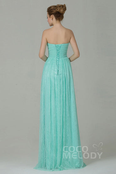 Sheath-Column Floor Length Lace Bridesmaid Dress COZK16013