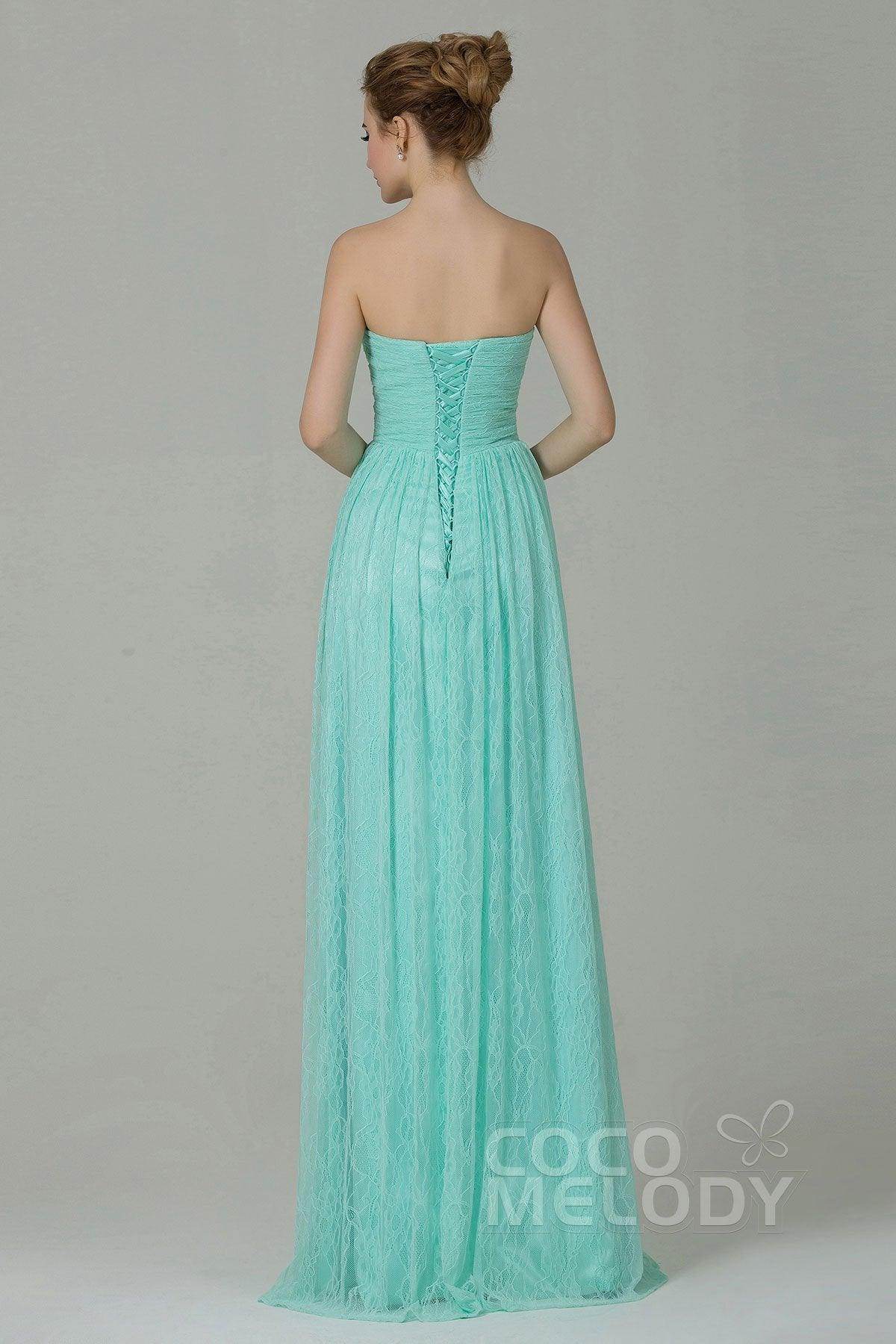 Sheath-Column Floor Length Lace Bridesmaid Dress COZK16013 - COCOMELODY