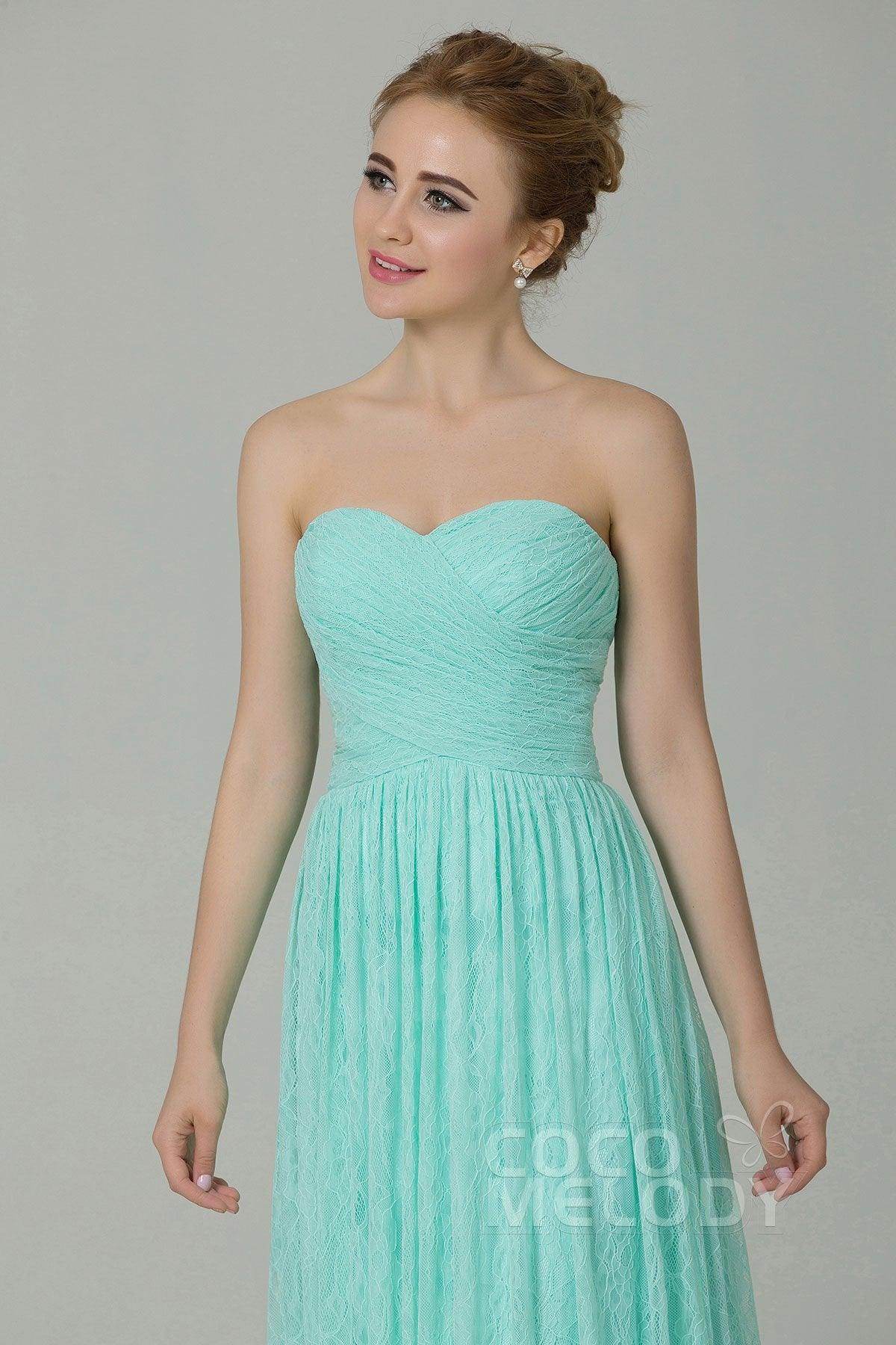 Sheath-Column Floor Length Lace Bridesmaid Dress COZK16013 - COCOMELODY