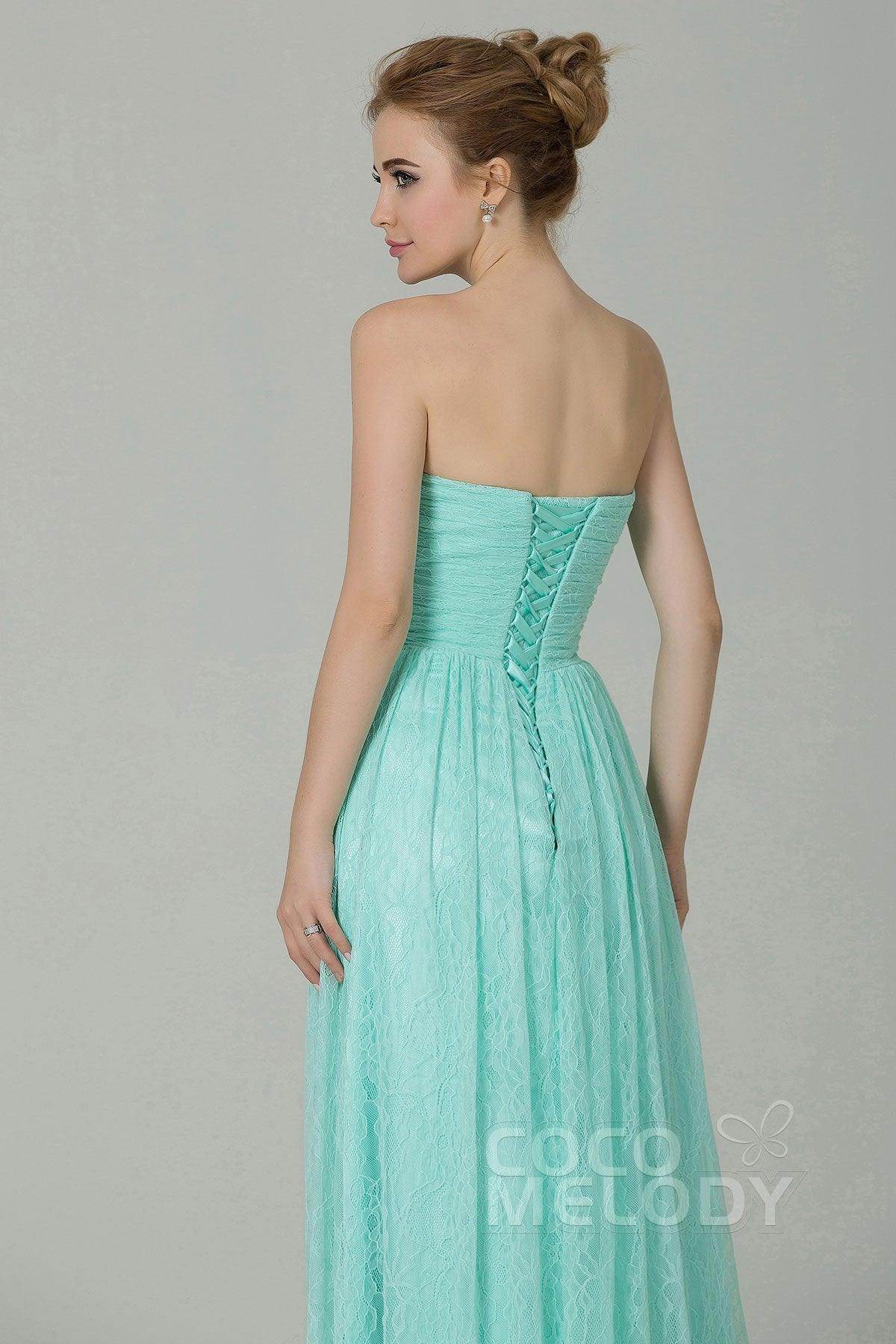 Sheath-Column Floor Length Lace Bridesmaid Dress COZK16013 - COCOMELODY