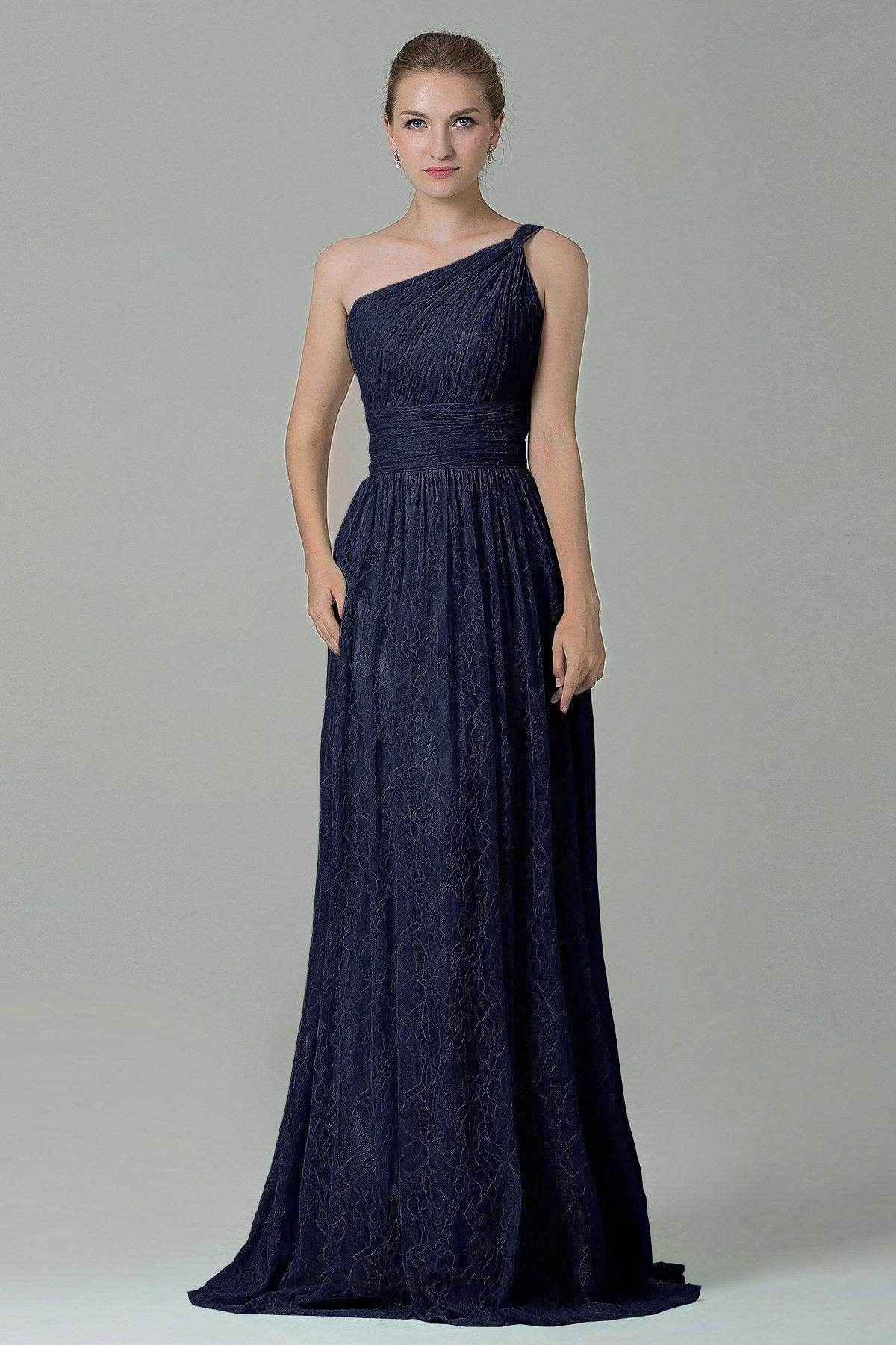 Sheath-Column Floor Length Lace Bridesmaid Dress COZK16014 - COCOMELODY