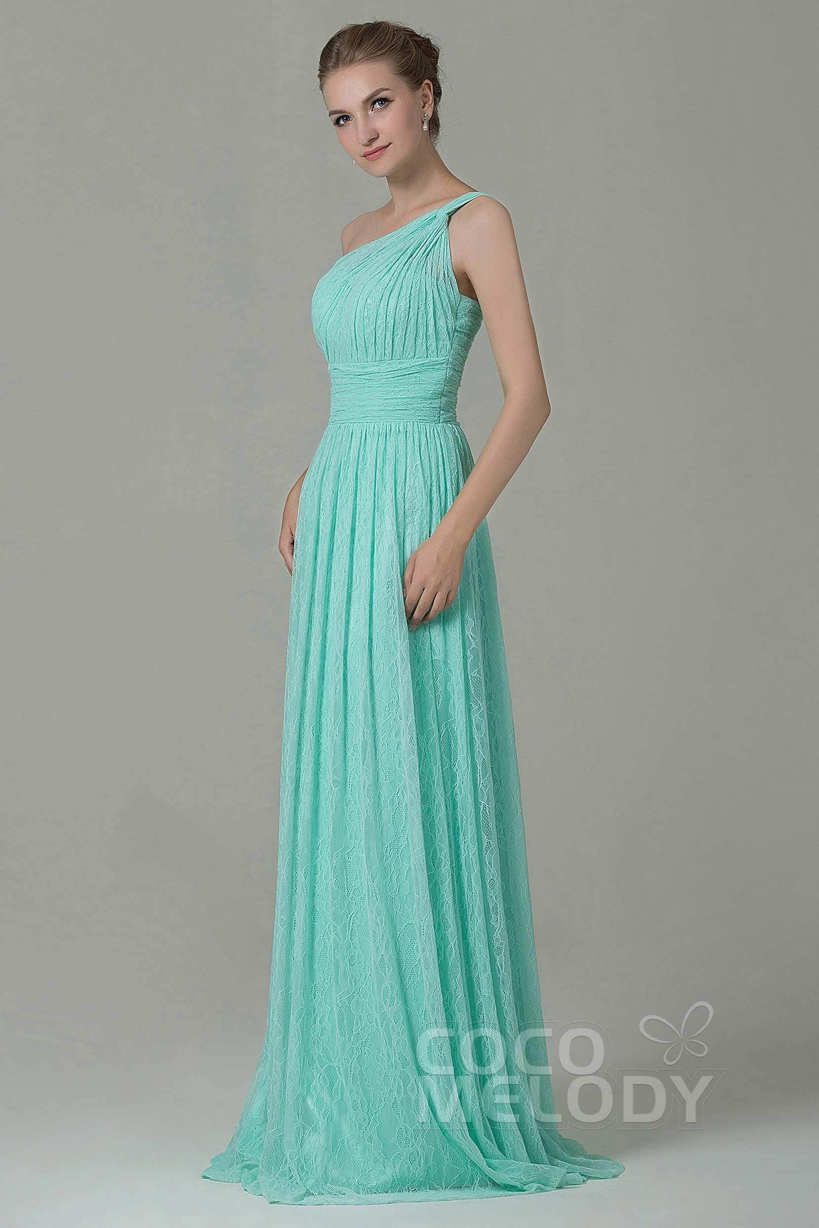 Sheath-Column Floor Length Lace Bridesmaid Dress COZK16014 - COCOMELODY