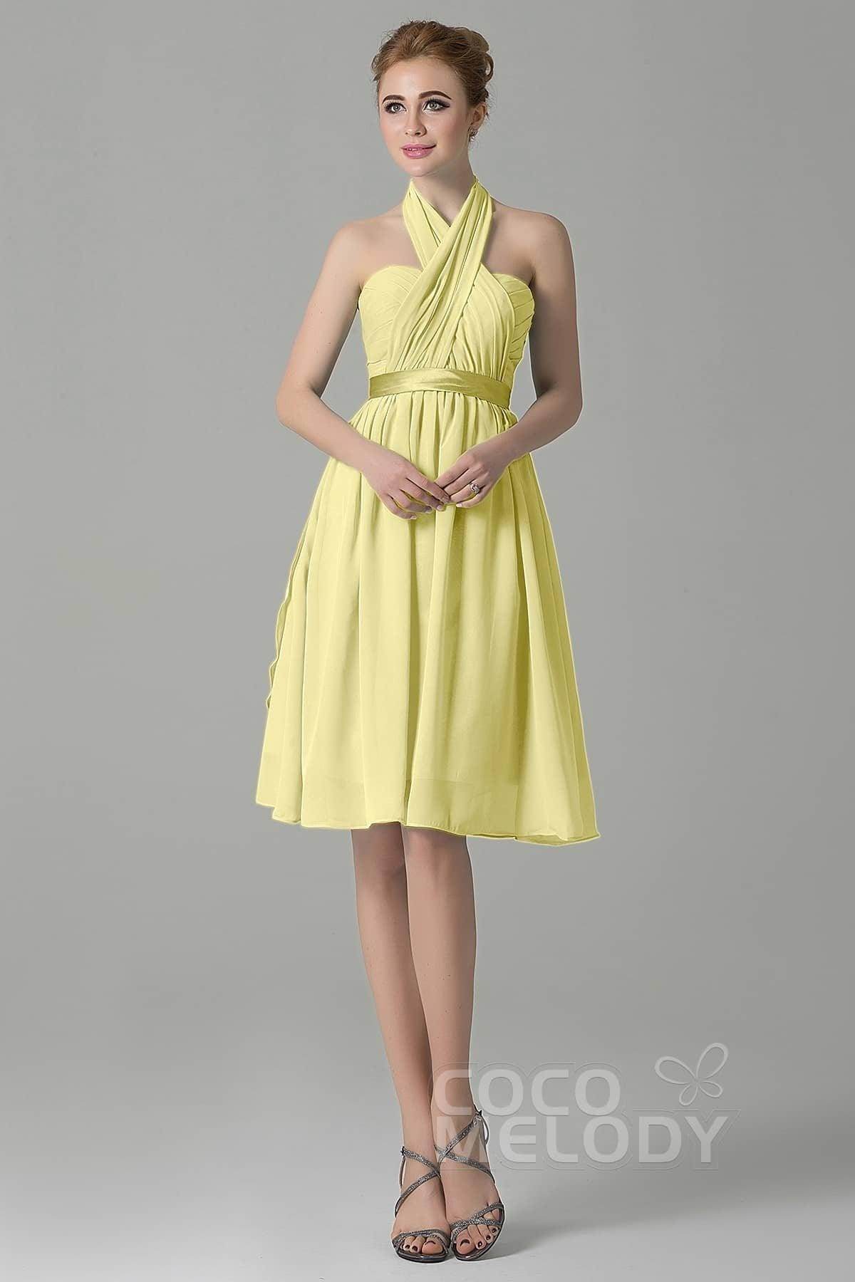 A-Line Knee Length Chiffon Bridesmaid Dress COZM14050 - COCOMELODY