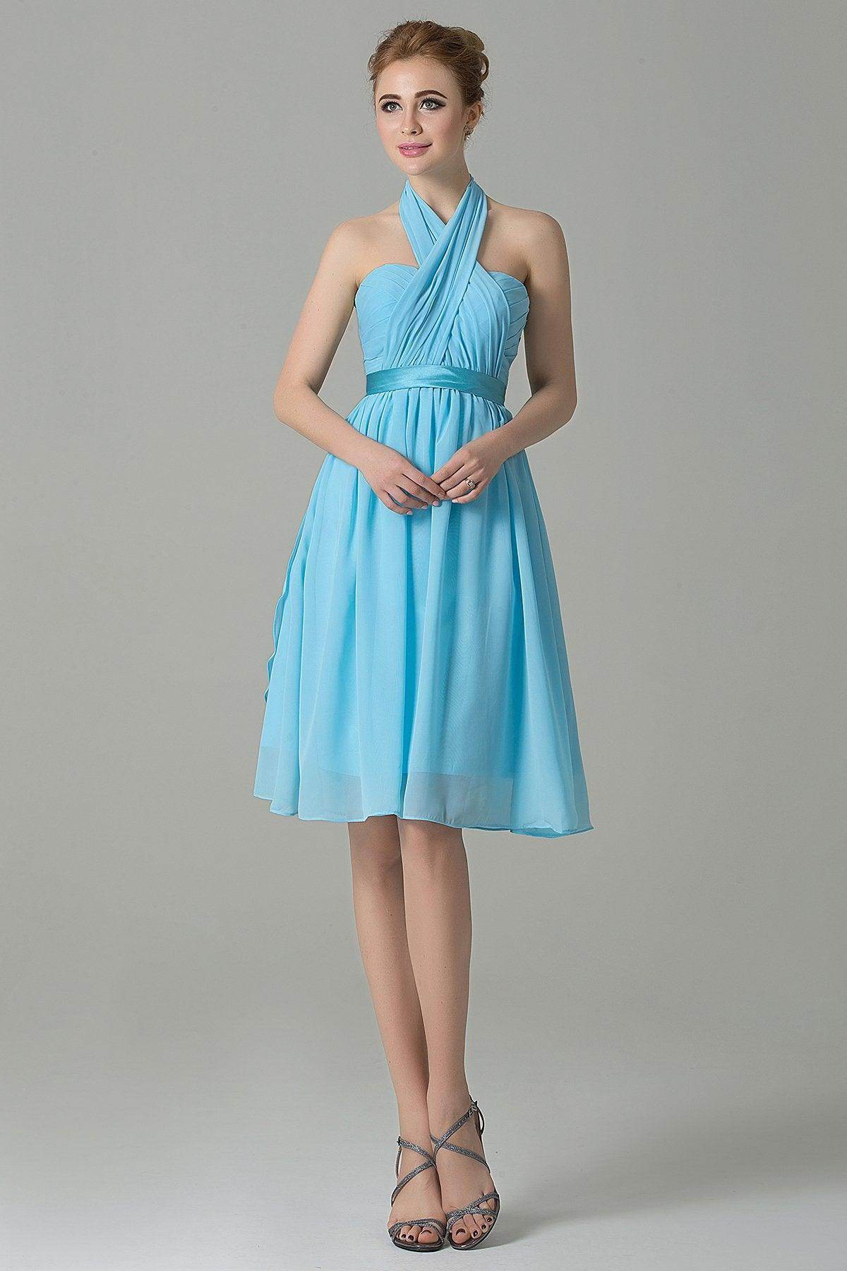 A-Line Chiffon Convertible Bridesmaid Dress COCOMELODY COZM14050, Lake Blue A-Line Chiffon Convertible Bridesmaid Dress COCOMELODY COZM14050, Lake Blue