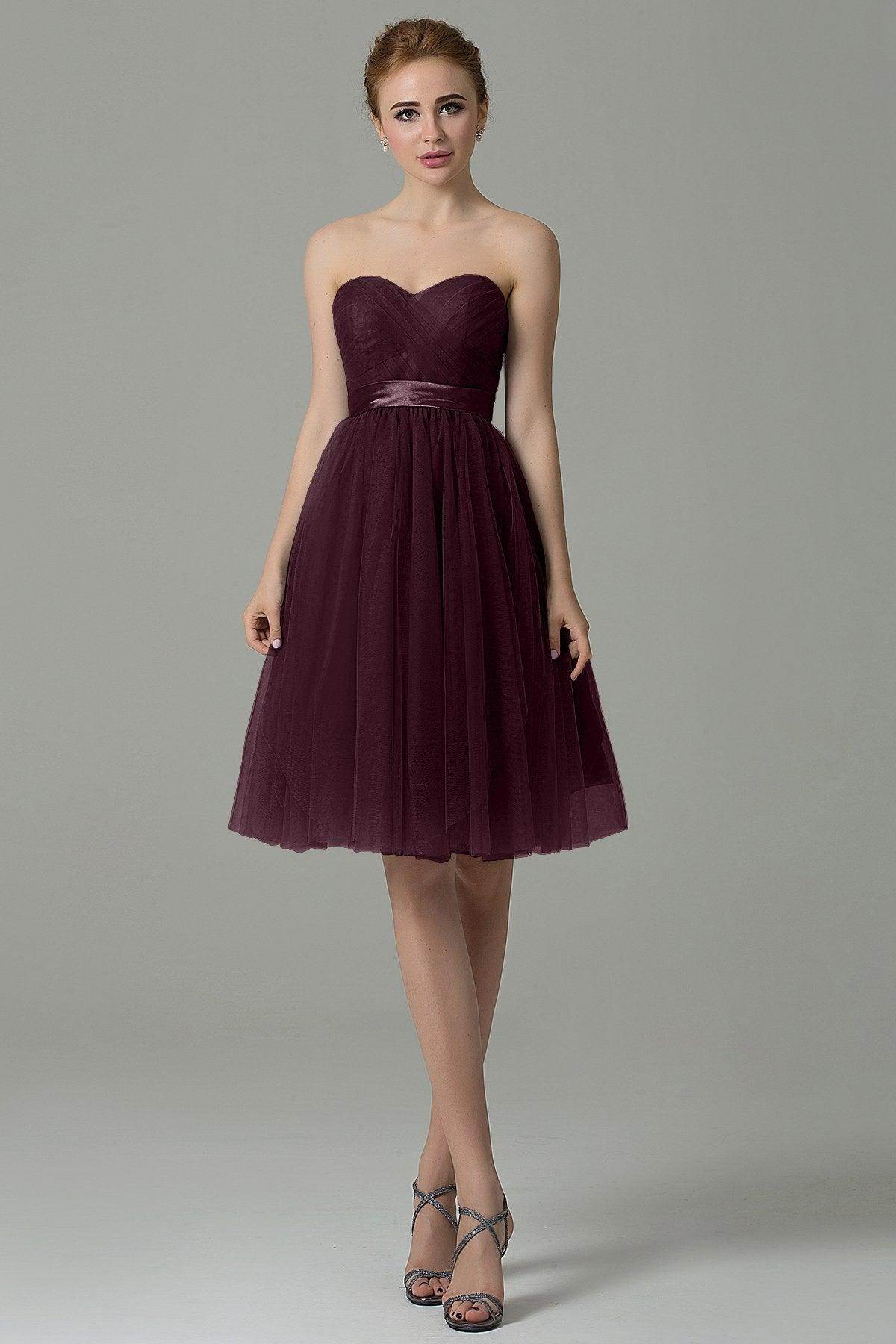 A-Line Knee Length Tulle Bridesmaid Dress COZM15016 - COCOMELODY