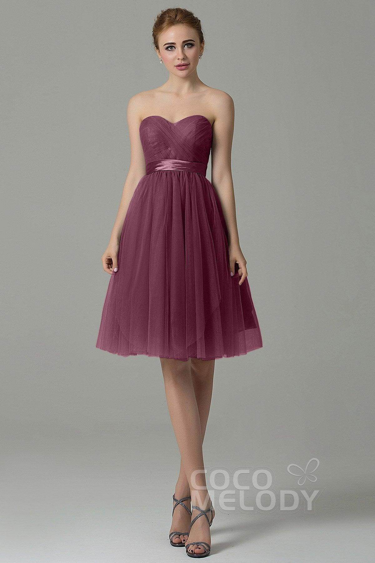 A-Line Knee Length Tulle Bridesmaid Dress COZM15016 - COCOMELODY