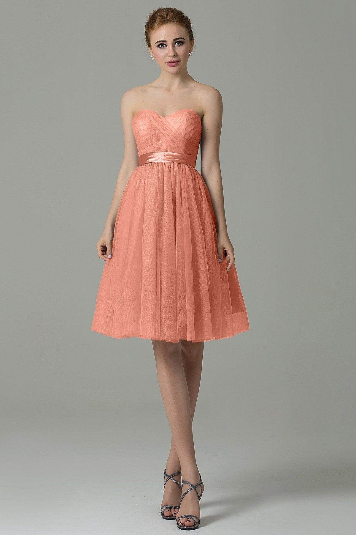 A-Line Knee Length Tulle Bridesmaid Dress COZM15016 - COCOMELODY