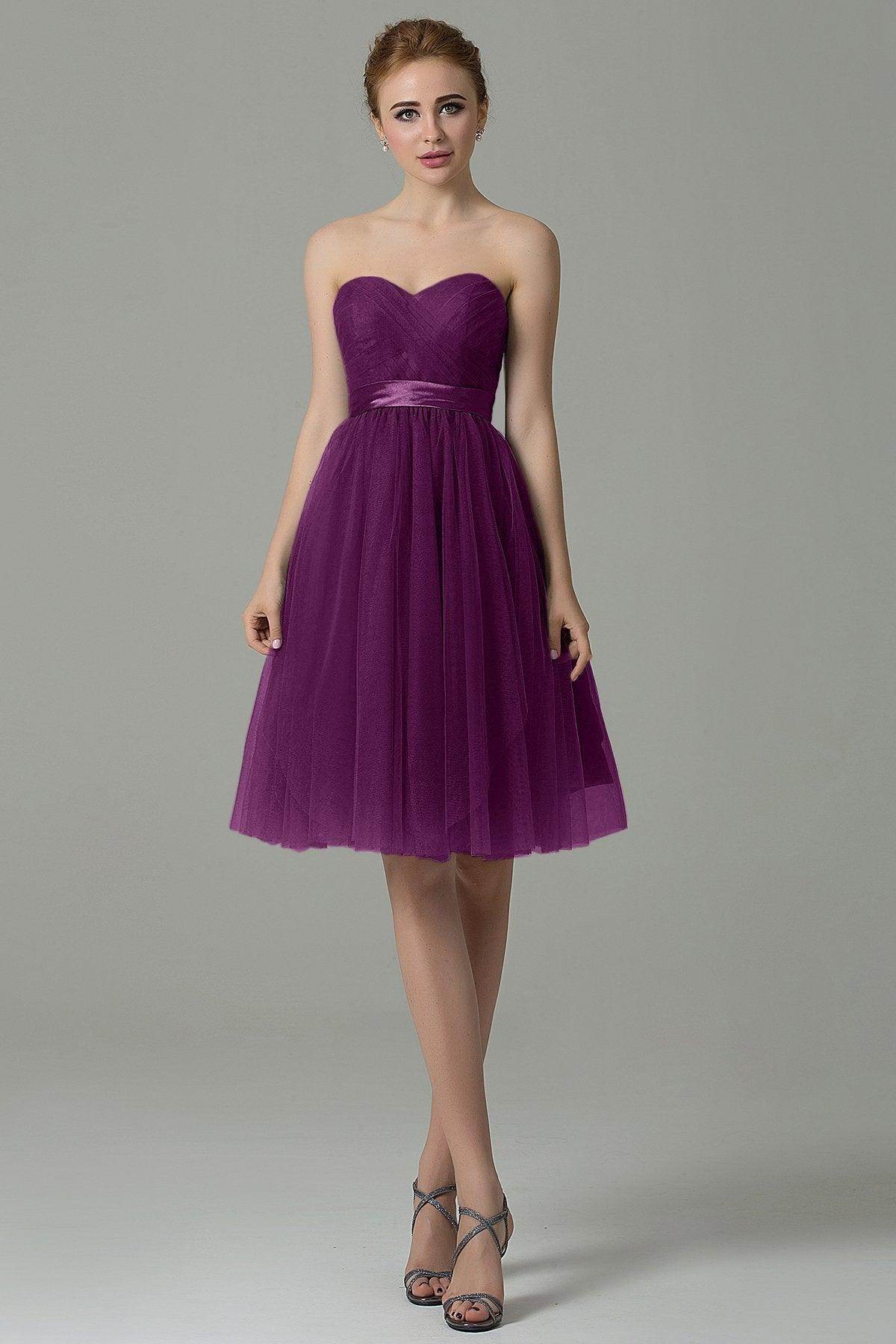 A-Line Knee Length Tulle Bridesmaid Dress COZM15016 - COCOMELODY