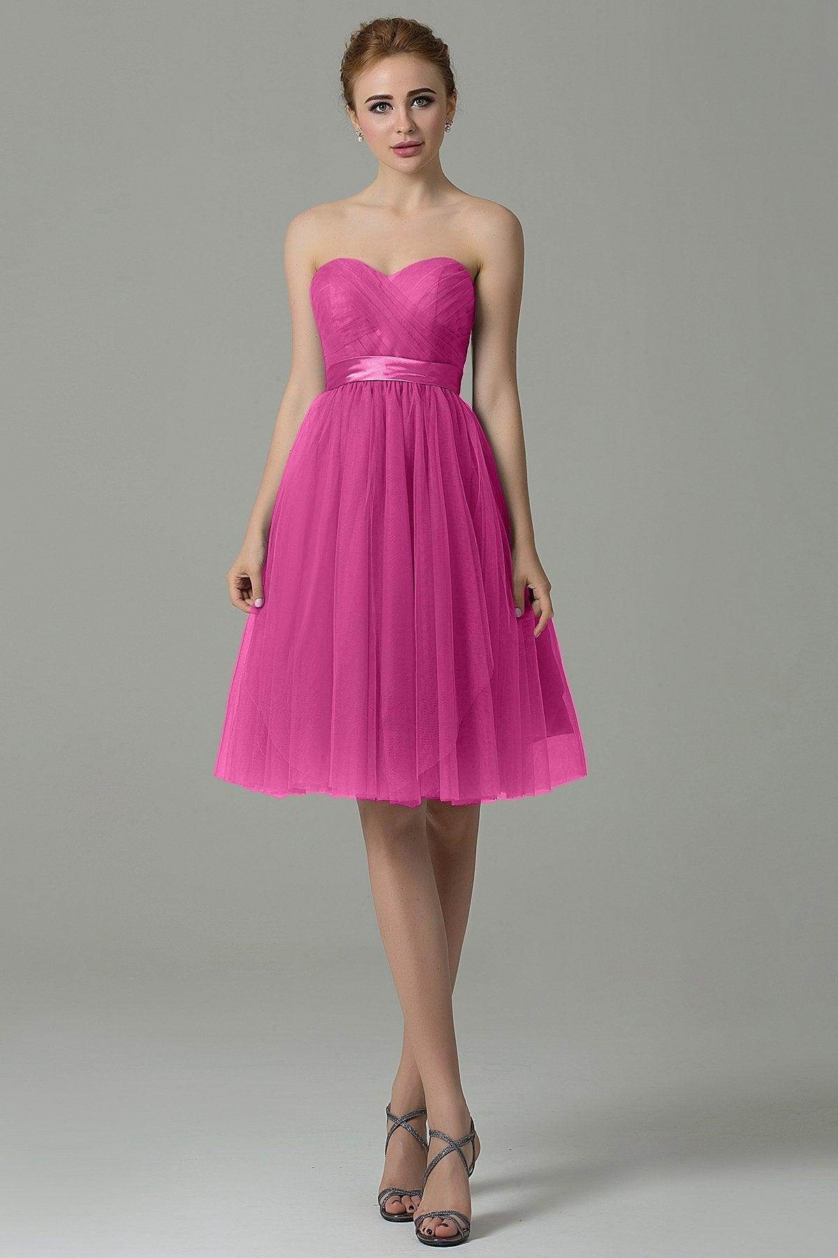 A-Line Knee Length Tulle Bridesmaid Dress COZM15016 - COCOMELODY