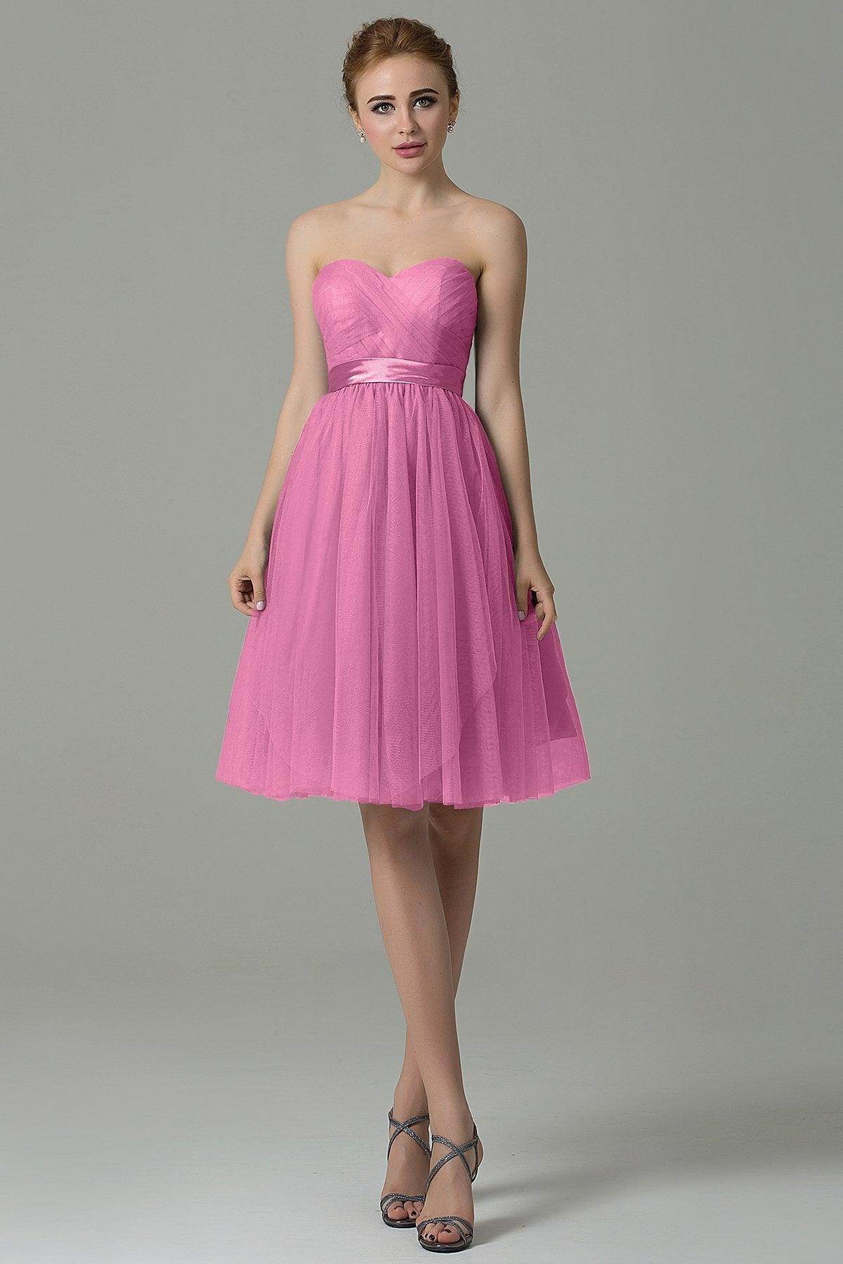 A-Line Knee Length Tulle Bridesmaid Dress COZM15016 - COCOMELODY