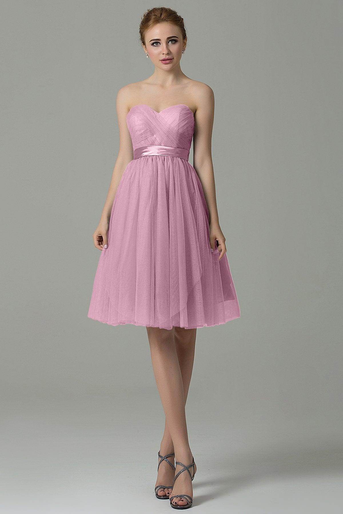A-Line Knee Length Tulle Bridesmaid Dress COZM15016 - COCOMELODY