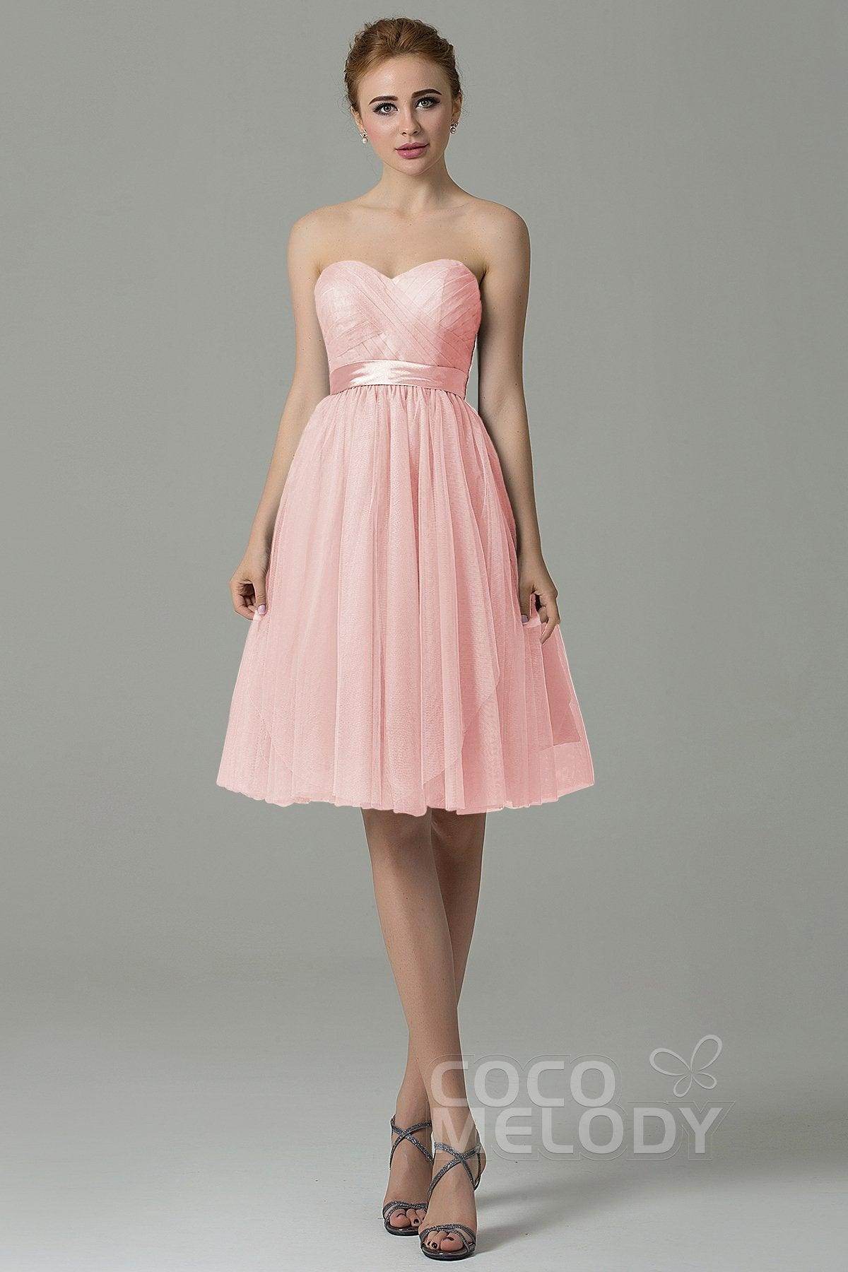 A-Line Knee Length Tulle Bridesmaid Dress COZM15016 - COCOMELODY
