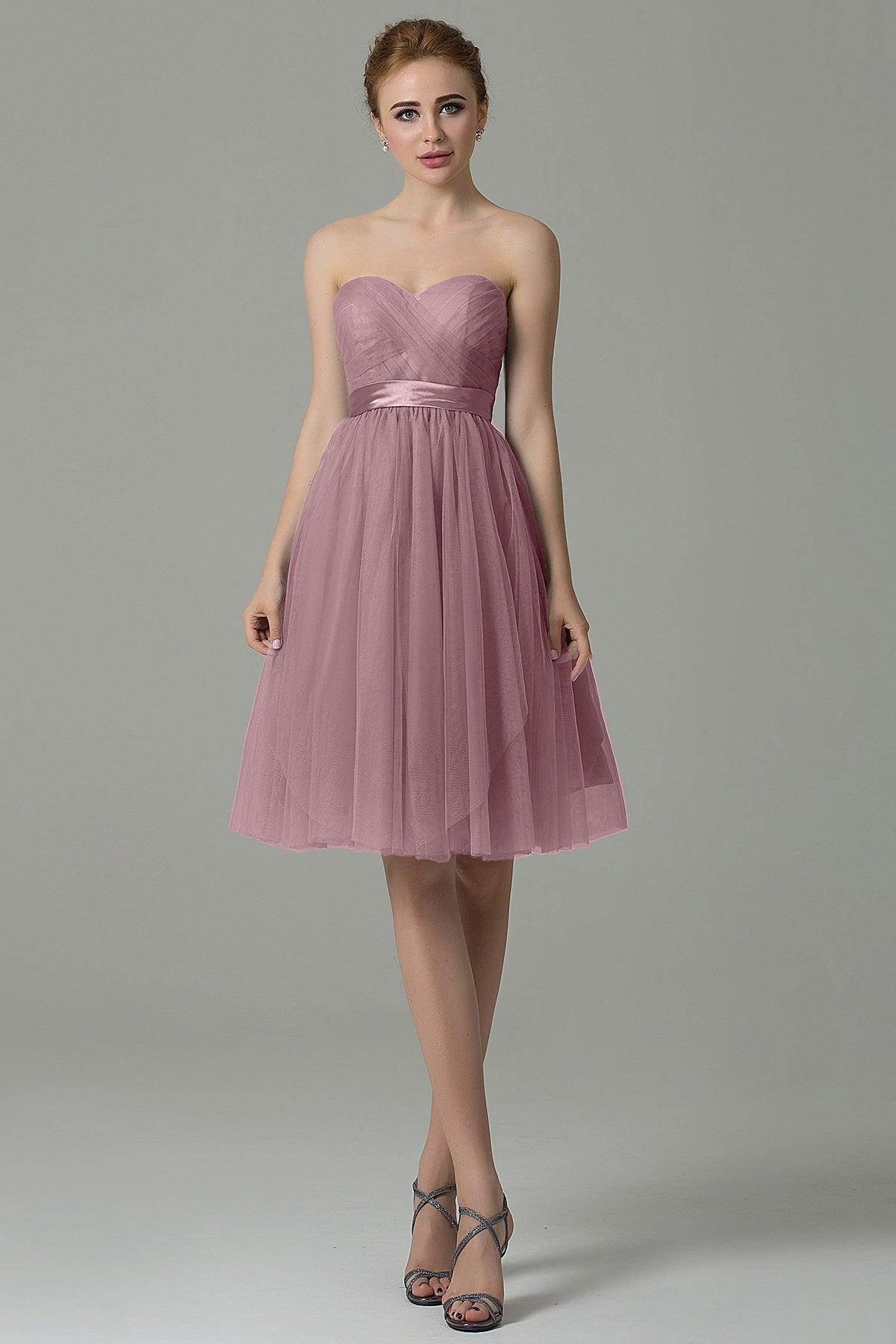 A-Line Knee Length Tulle Bridesmaid Dress COZM15016 - COCOMELODY