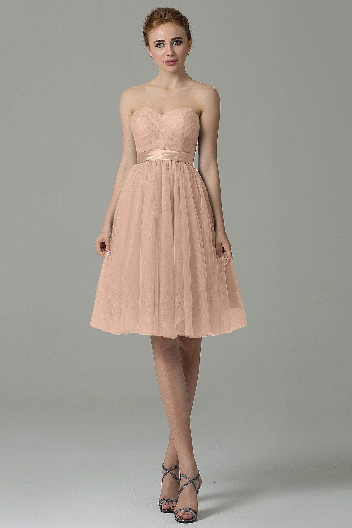 A-Line Knee Length Tulle Bridesmaid Dress COZM15016 - COCOMELODY