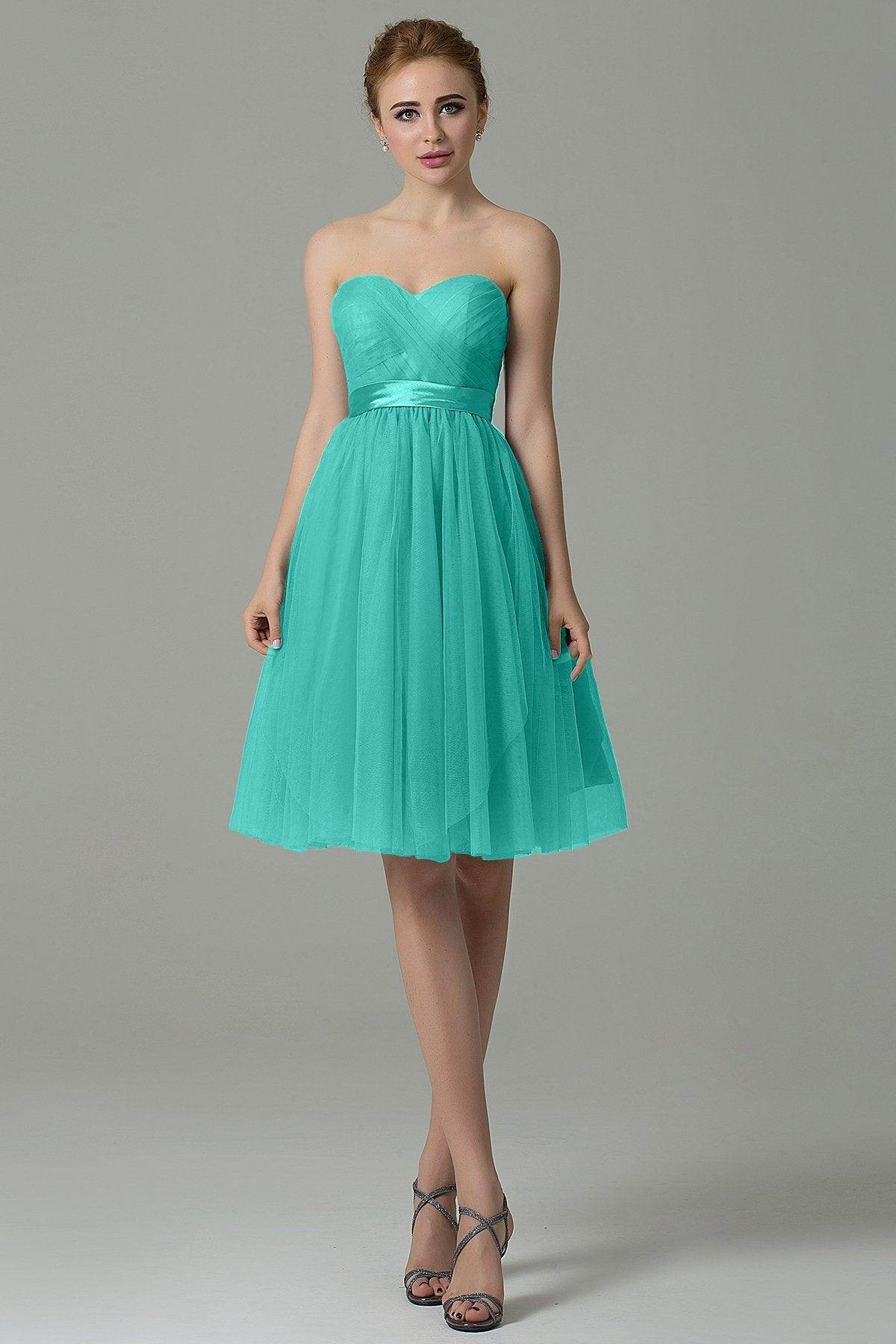 A-Line Knee Length Tulle Bridesmaid Dress COZM15016 - COCOMELODY
