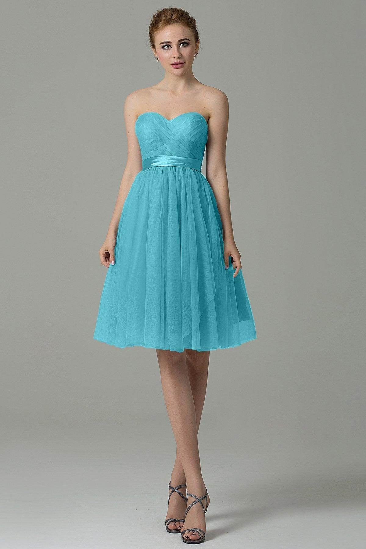 A-Line Knee Length Tulle Bridesmaid Dress COZM15016 - COCOMELODY