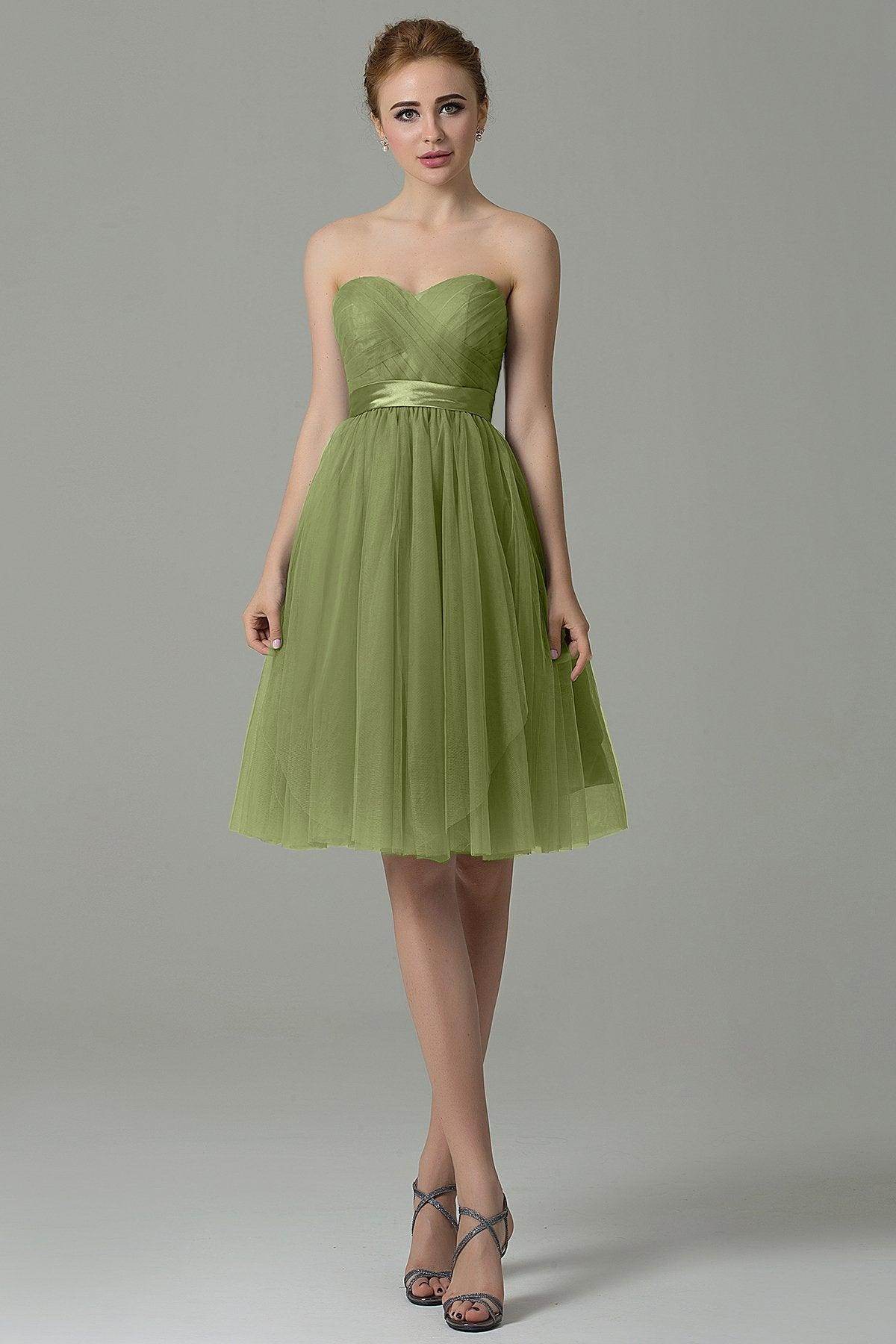 A-Line Knee Length Tulle Bridesmaid Dress COZM15016 - COCOMELODY