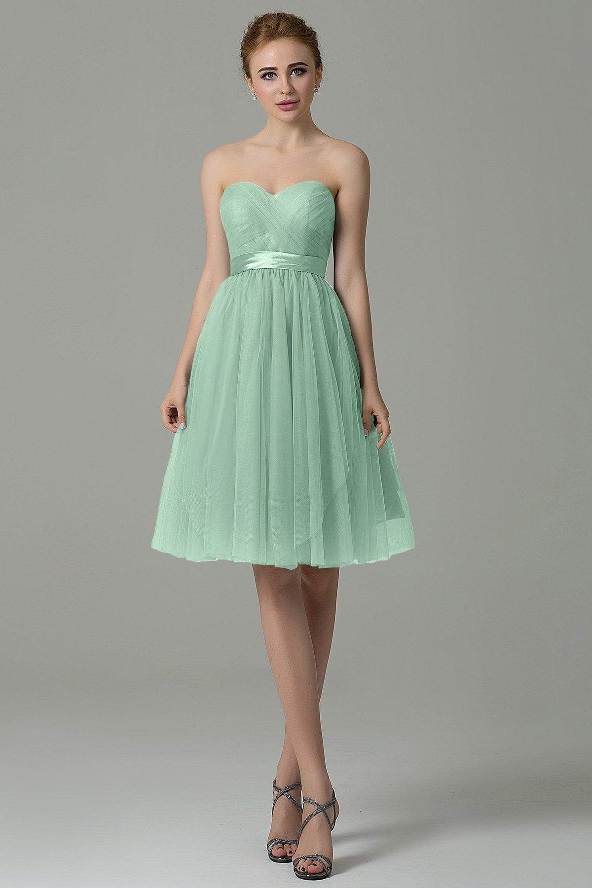 A-Line Knee Length Tulle Bridesmaid Dress COZM15016 - COCOMELODY