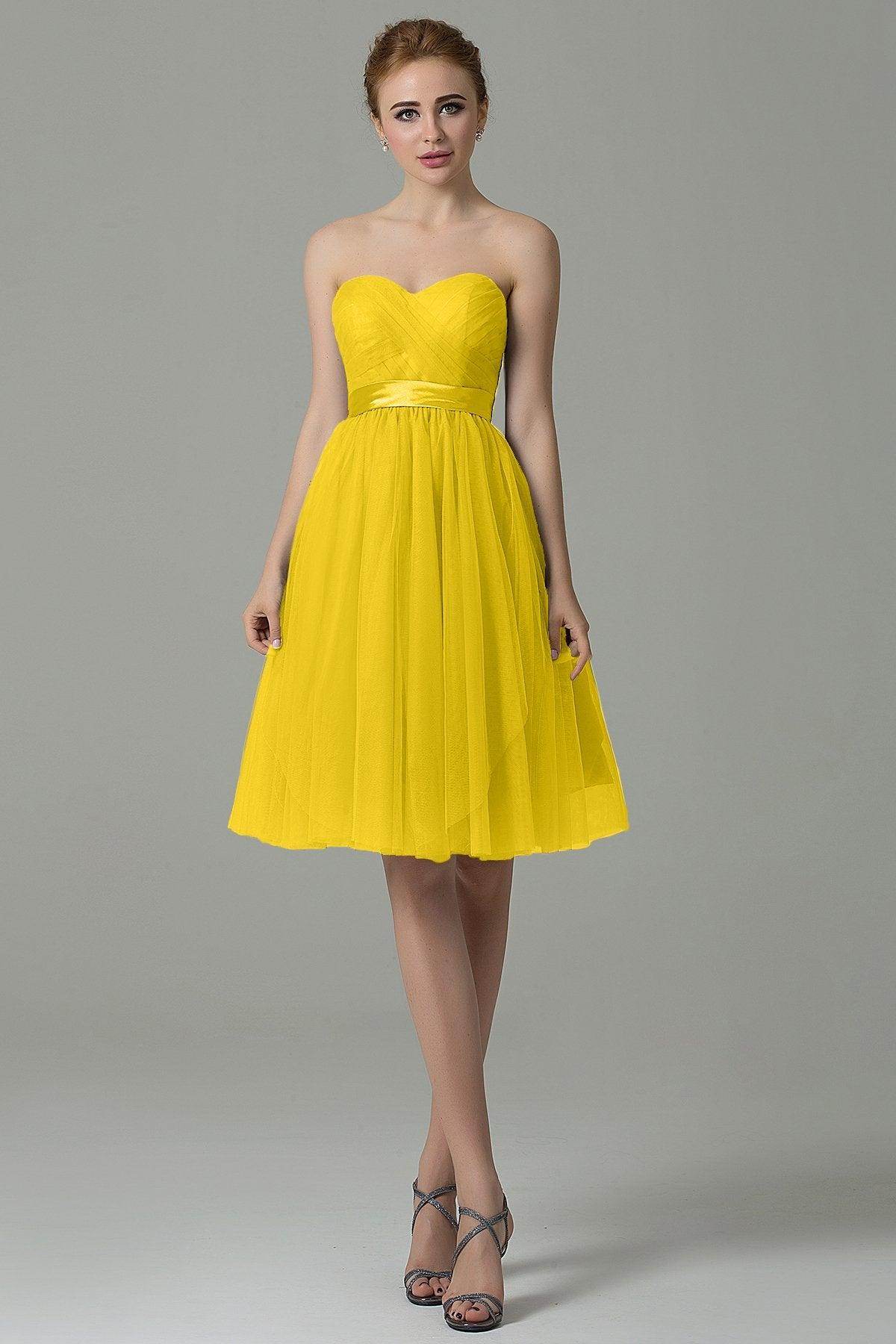 A-Line Knee Length Tulle Bridesmaid Dress COZM15016 - COCOMELODY