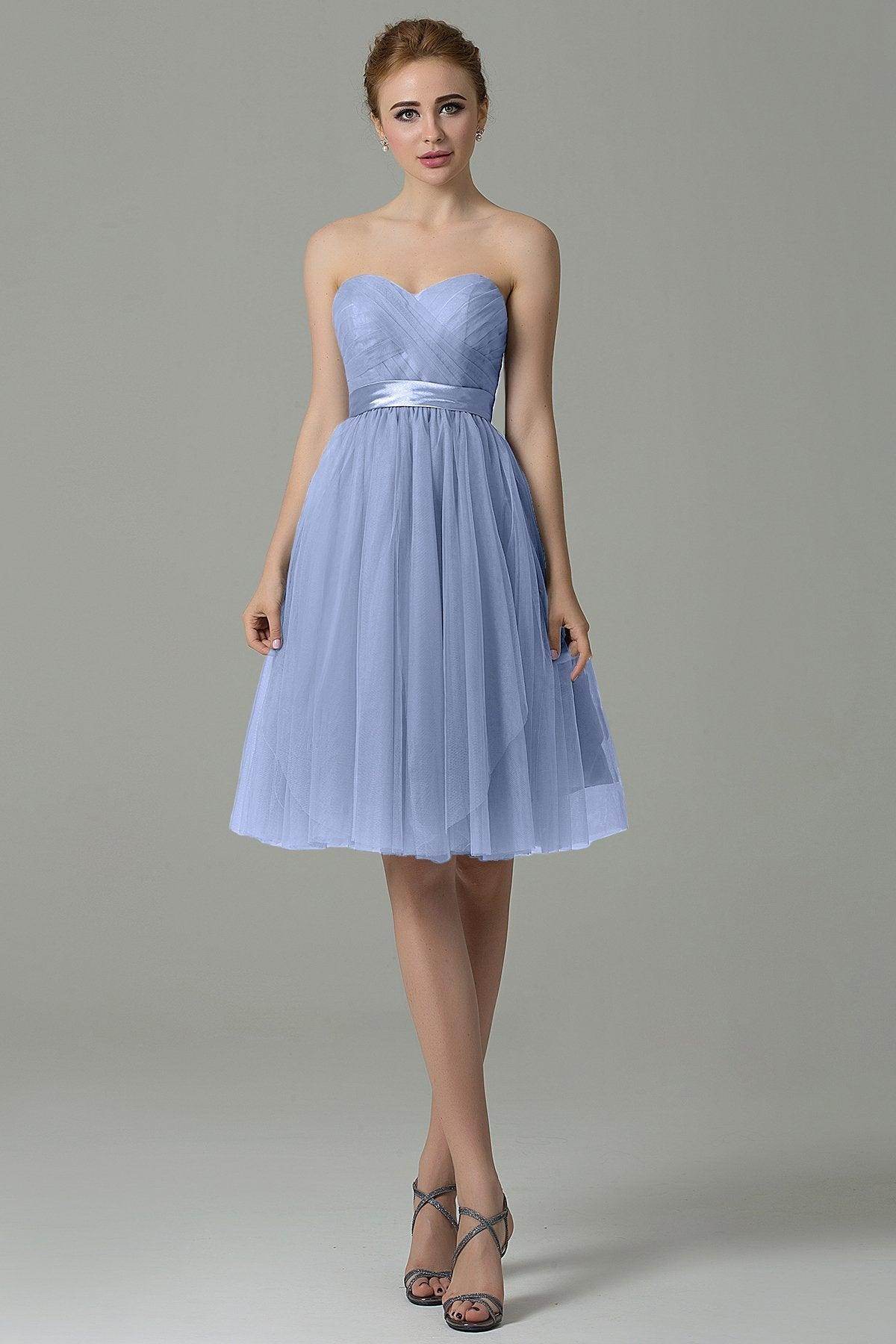 A-Line Knee Length Tulle Bridesmaid Dress COZM15016 - COCOMELODY