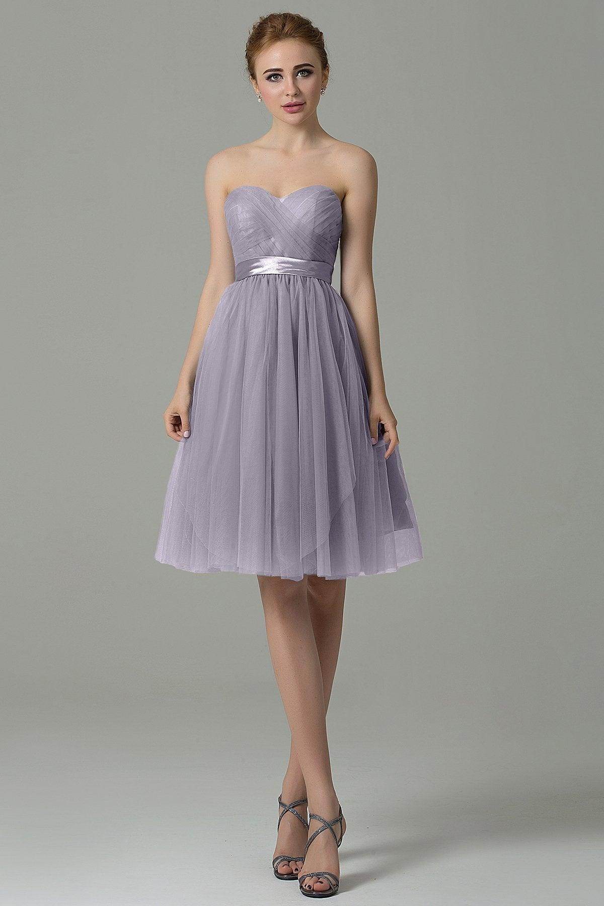 A-Line Knee Length Tulle Bridesmaid Dress COZM15016 - COCOMELODY