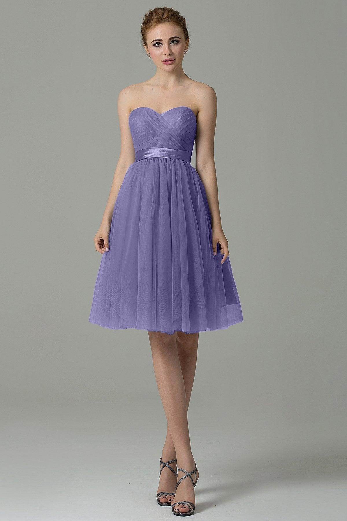 A-Line Knee Length Tulle Bridesmaid Dress COZM15016 - COCOMELODY