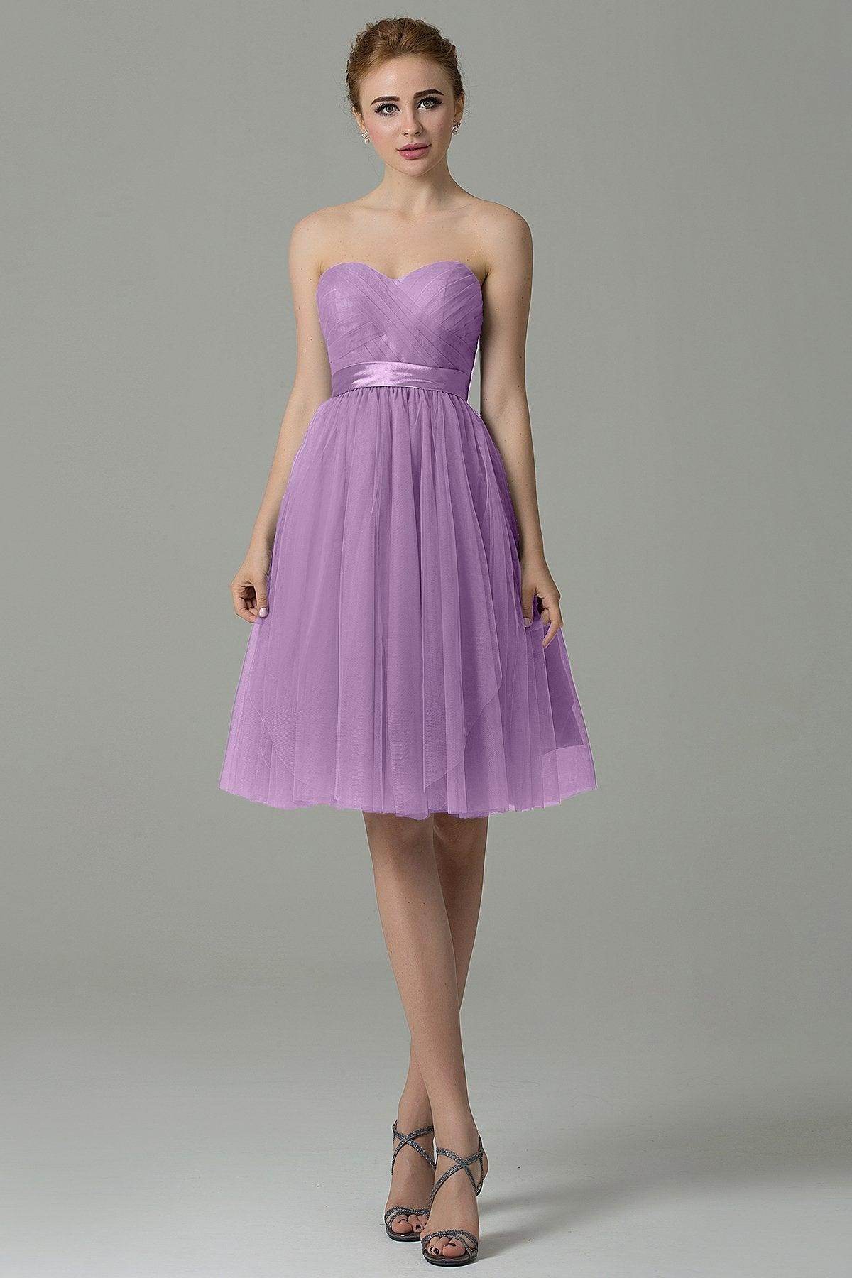 A-Line Knee Length Tulle Bridesmaid Dress COZM15016 - COCOMELODY