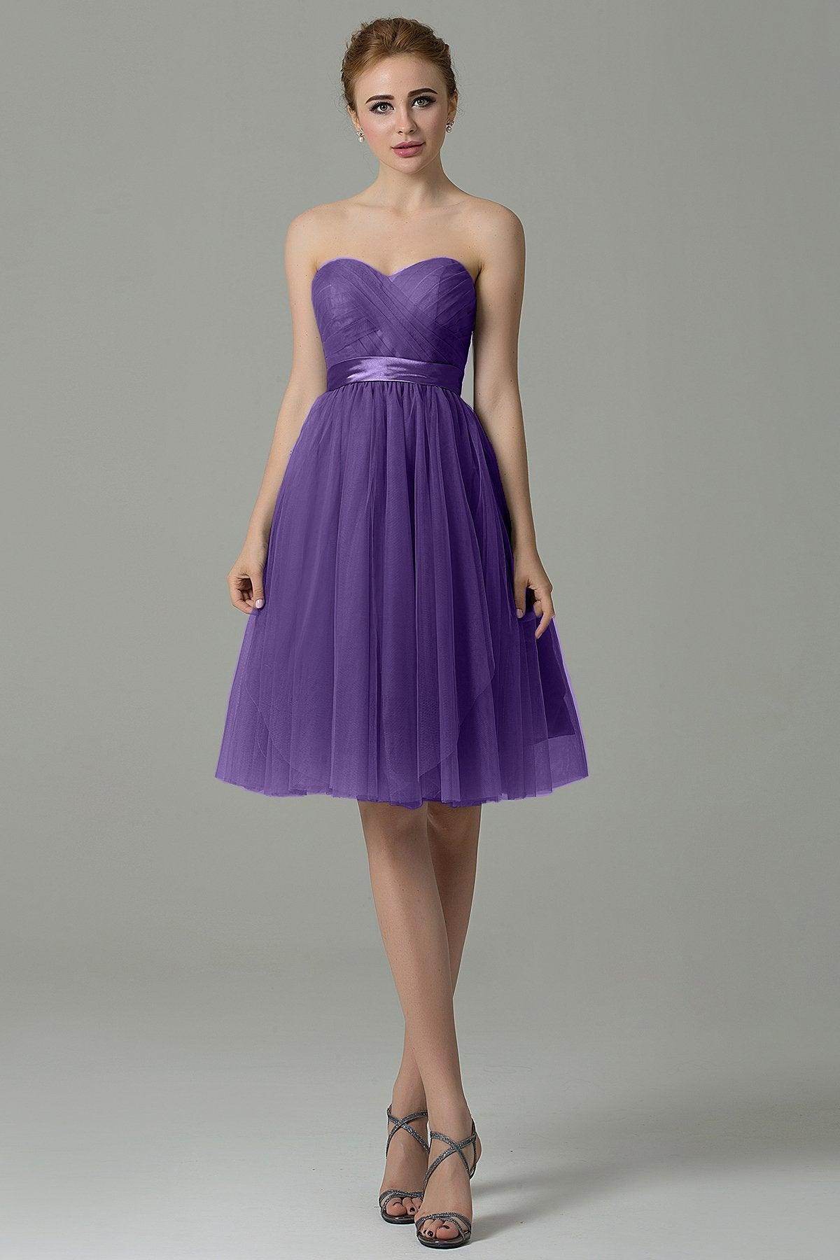 A-Line Knee Length Tulle Bridesmaid Dress COZM15016 - COCOMELODY