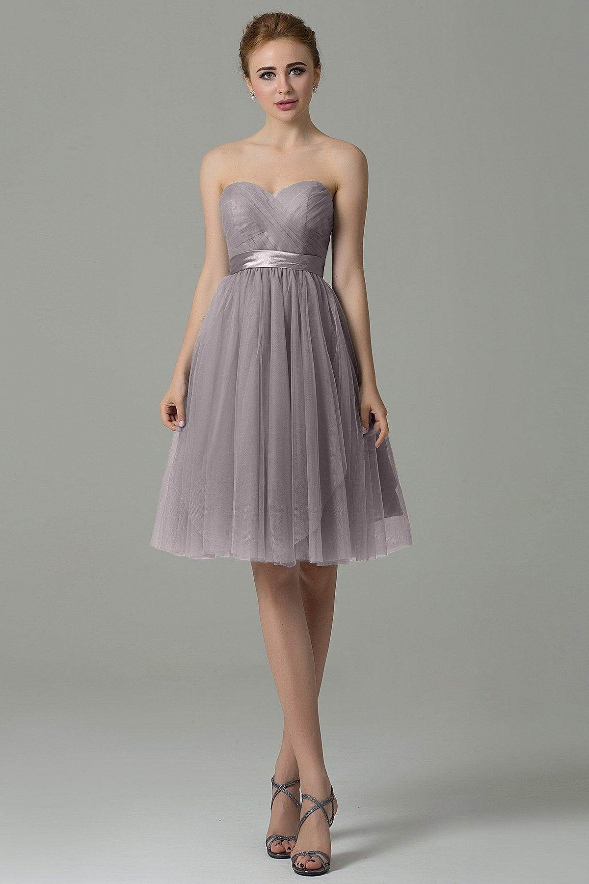 A-Line Knee Length Tulle Bridesmaid Dress COZM15016 - COCOMELODY