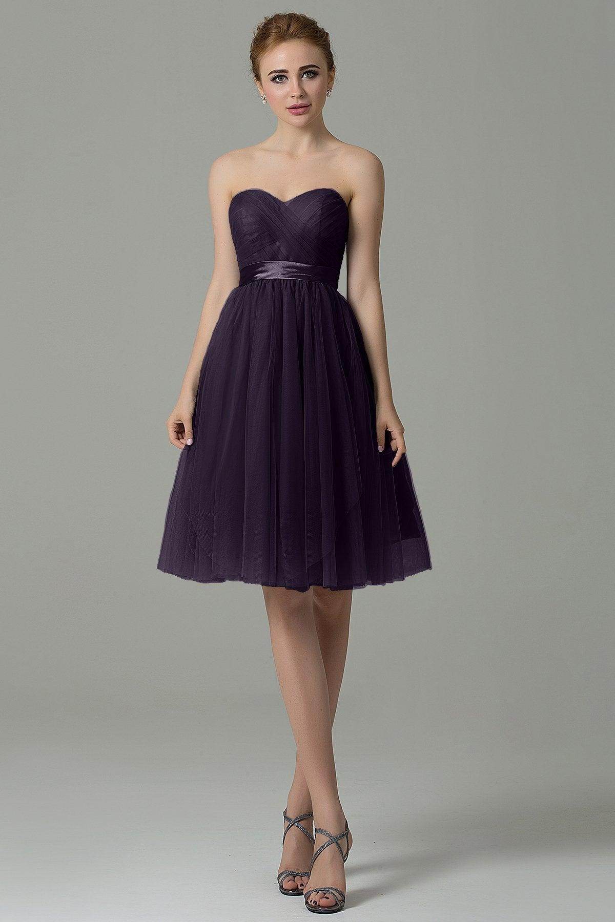 A-Line Knee Length Tulle Bridesmaid Dress COZM15016 - COCOMELODY
