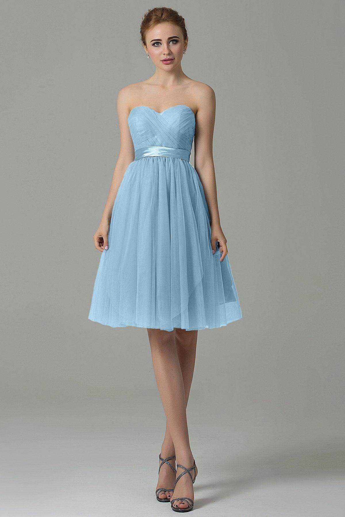 A-Line Knee Length Tulle Bridesmaid Dress COZM15016 - COCOMELODY